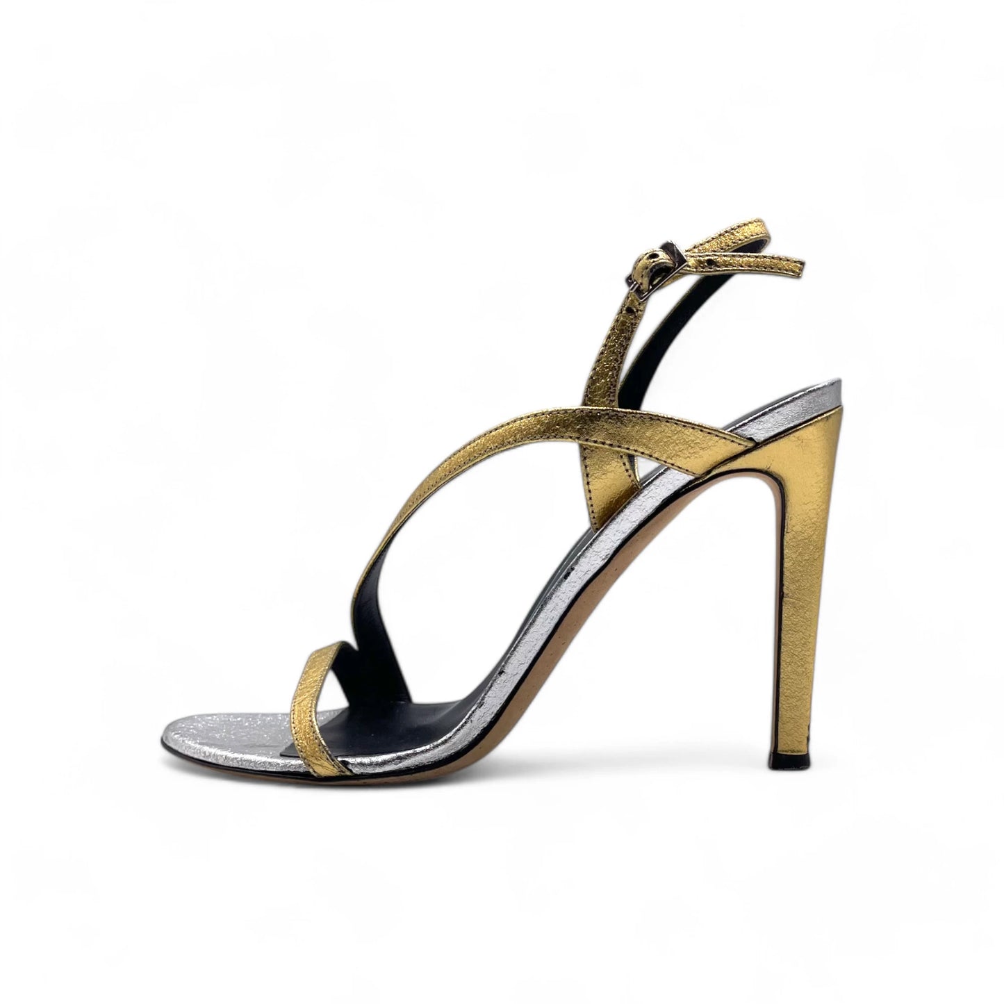 Giuseppe Zanotti Gold Silver Strap Heels