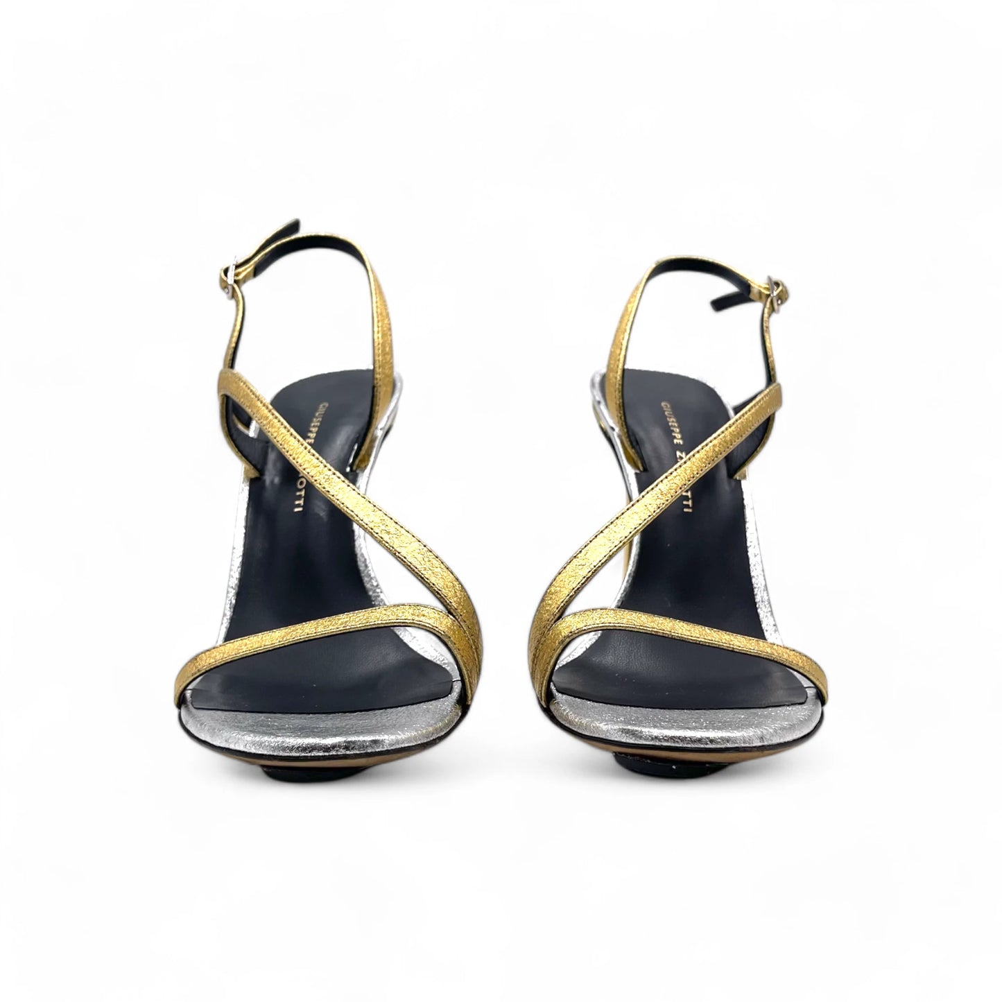 Giuseppe Zanotti Gold Silver Strap Heels