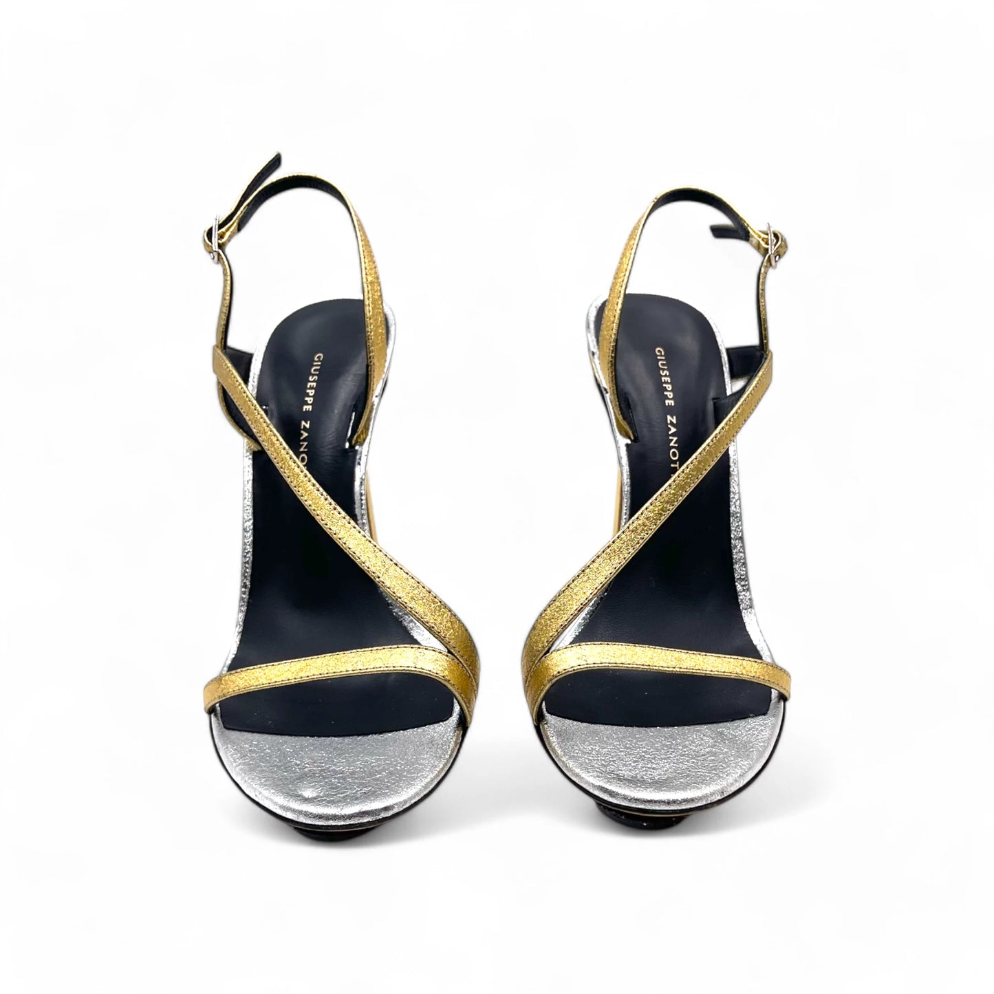 Giuseppe Zanotti Gold Silver Strap Heels