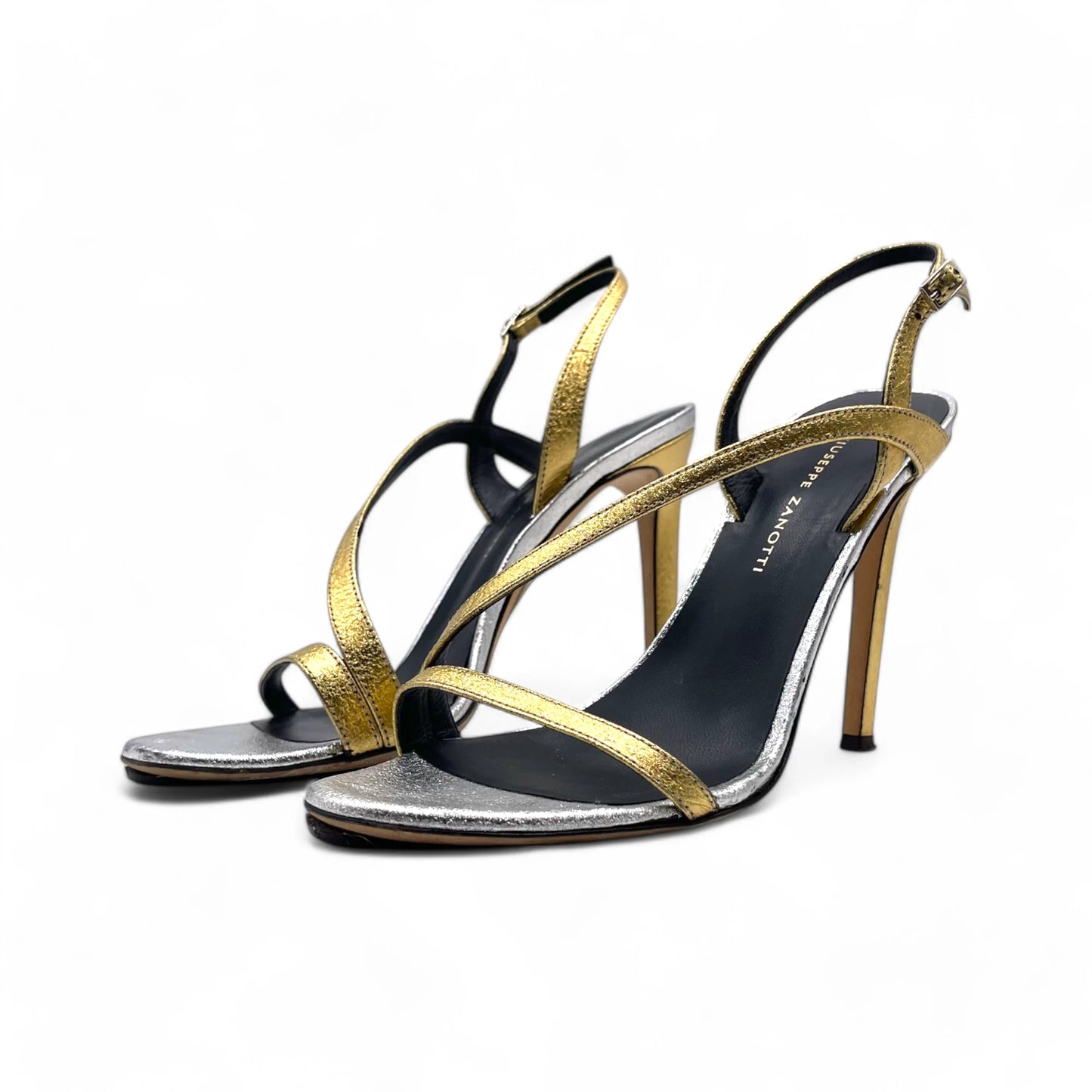 Giuseppe Zanotti Gold Silver Strap Heels
