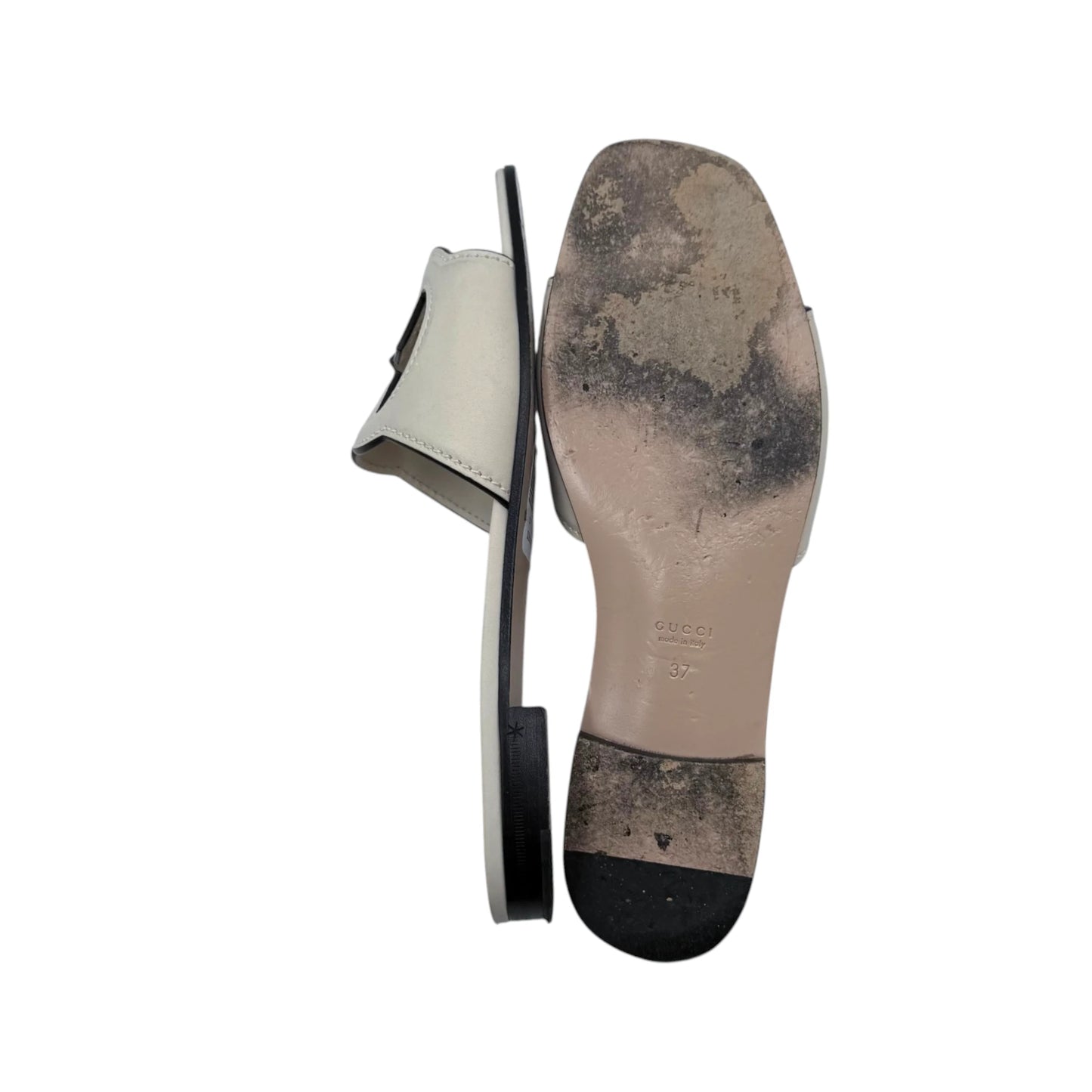 Gucci Off-White Interlocking G Flat Sandals