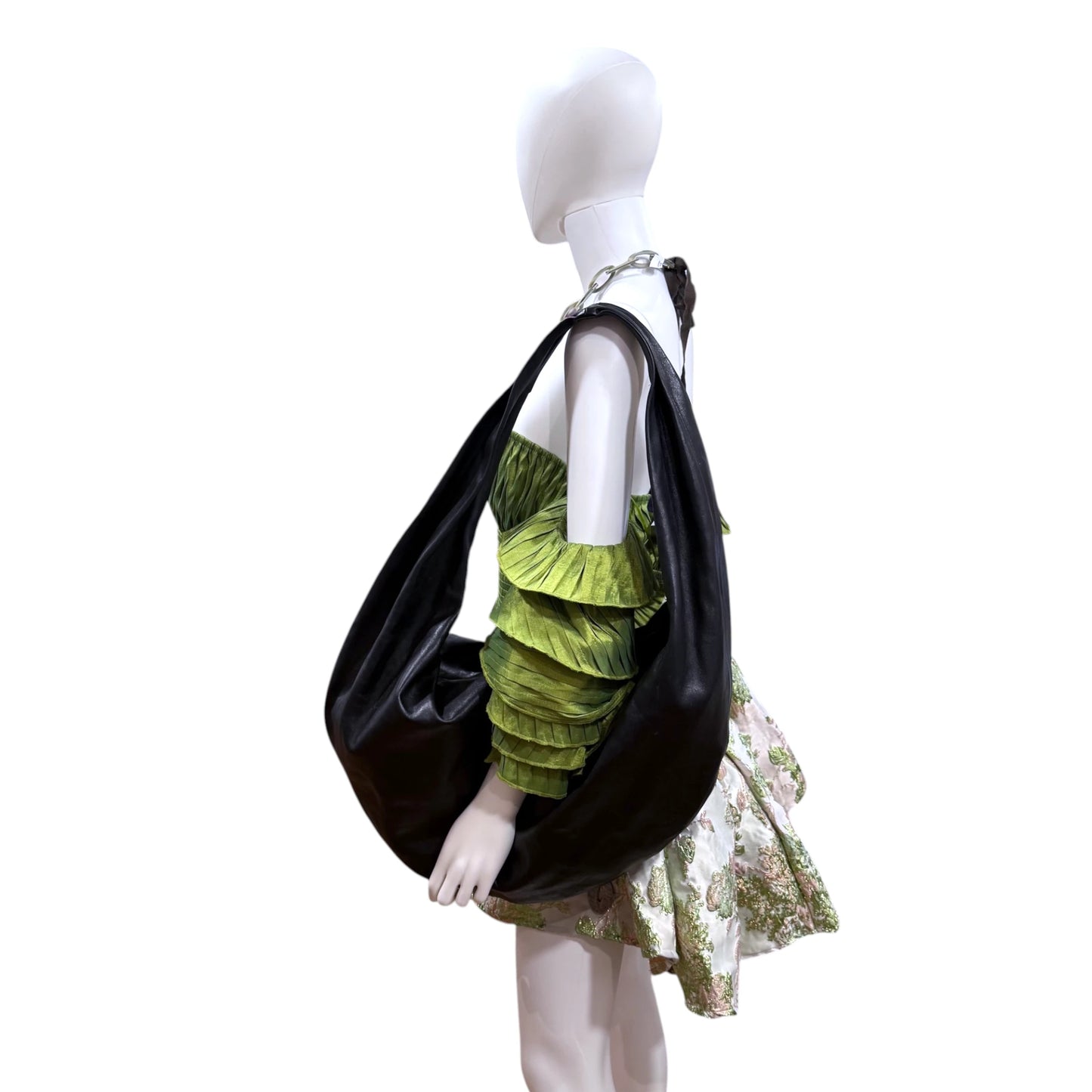 Khaite Black Calfskin Leather Extra Large Olivia Hobo Tote