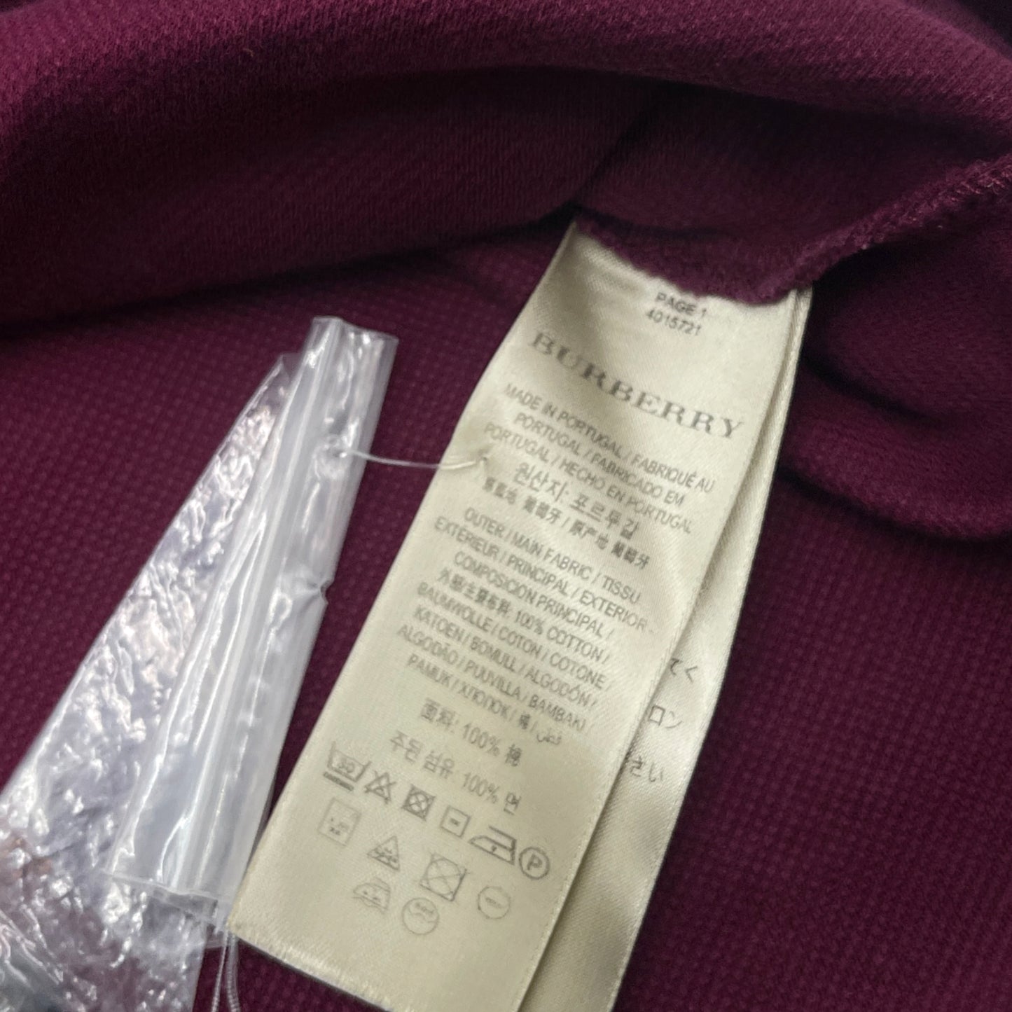 Burberry Burgundy Polo Long Sleeve Men's - M