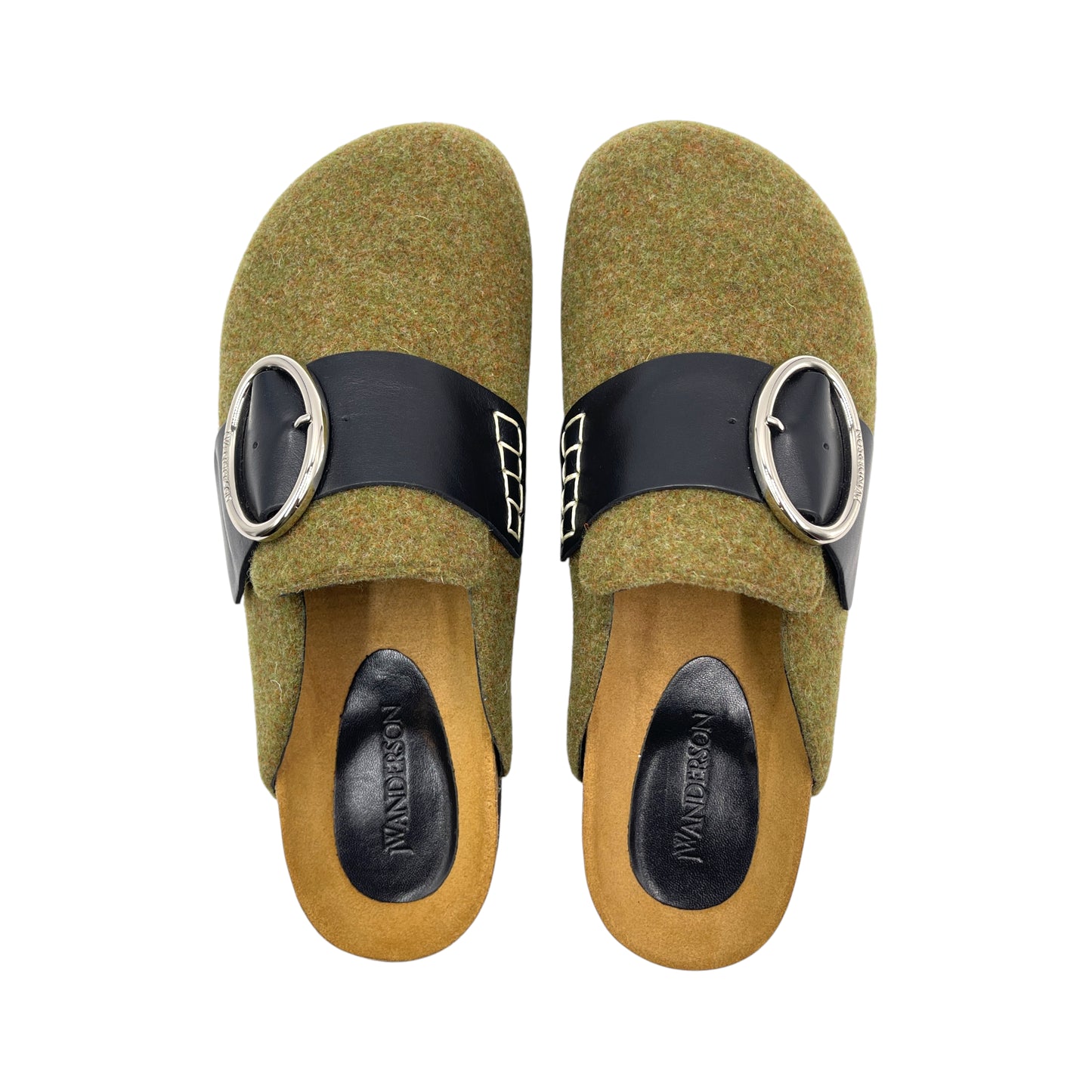 J.W Anderson Olive Green Felt Men's Loafer Mule