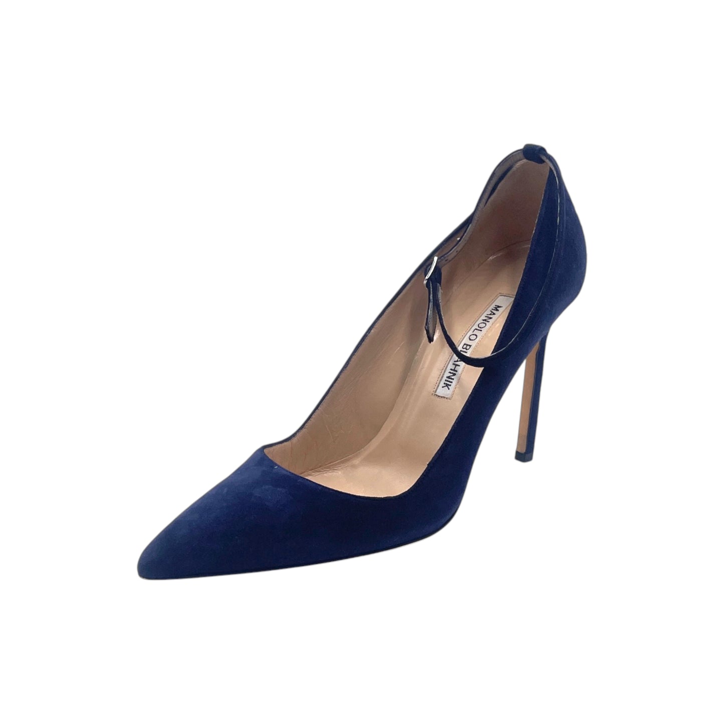 Manolo Blahnik Navy Suede Pointed Toe Pump