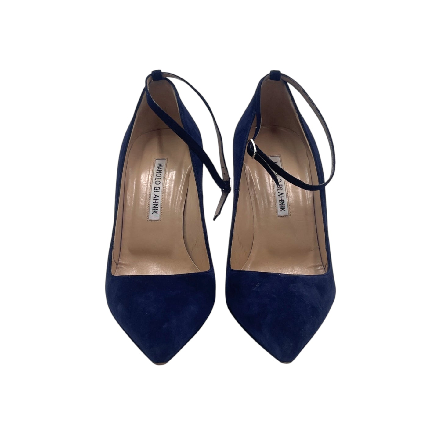 Manolo Blahnik Navy Suede Pointed Toe Pump