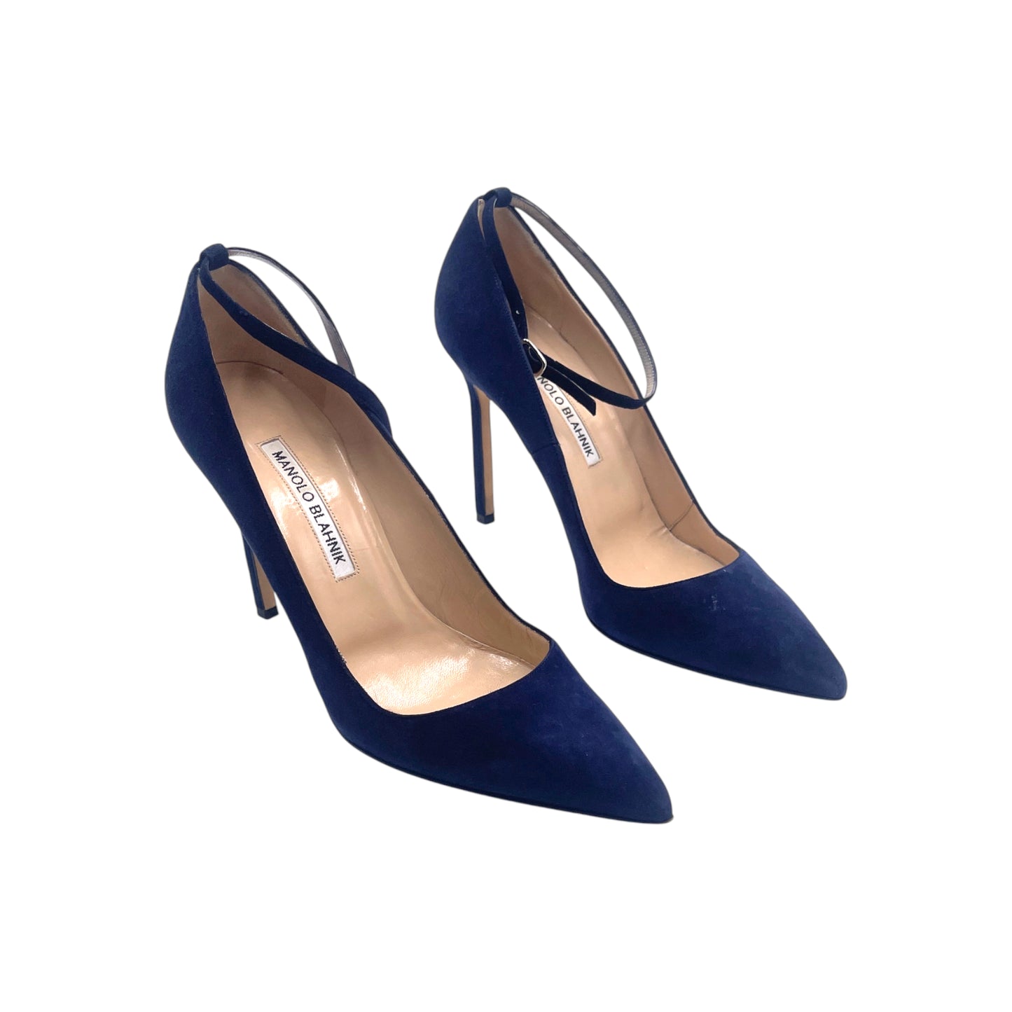 Manolo Blahnik Navy Suede Pointed Toe Pump