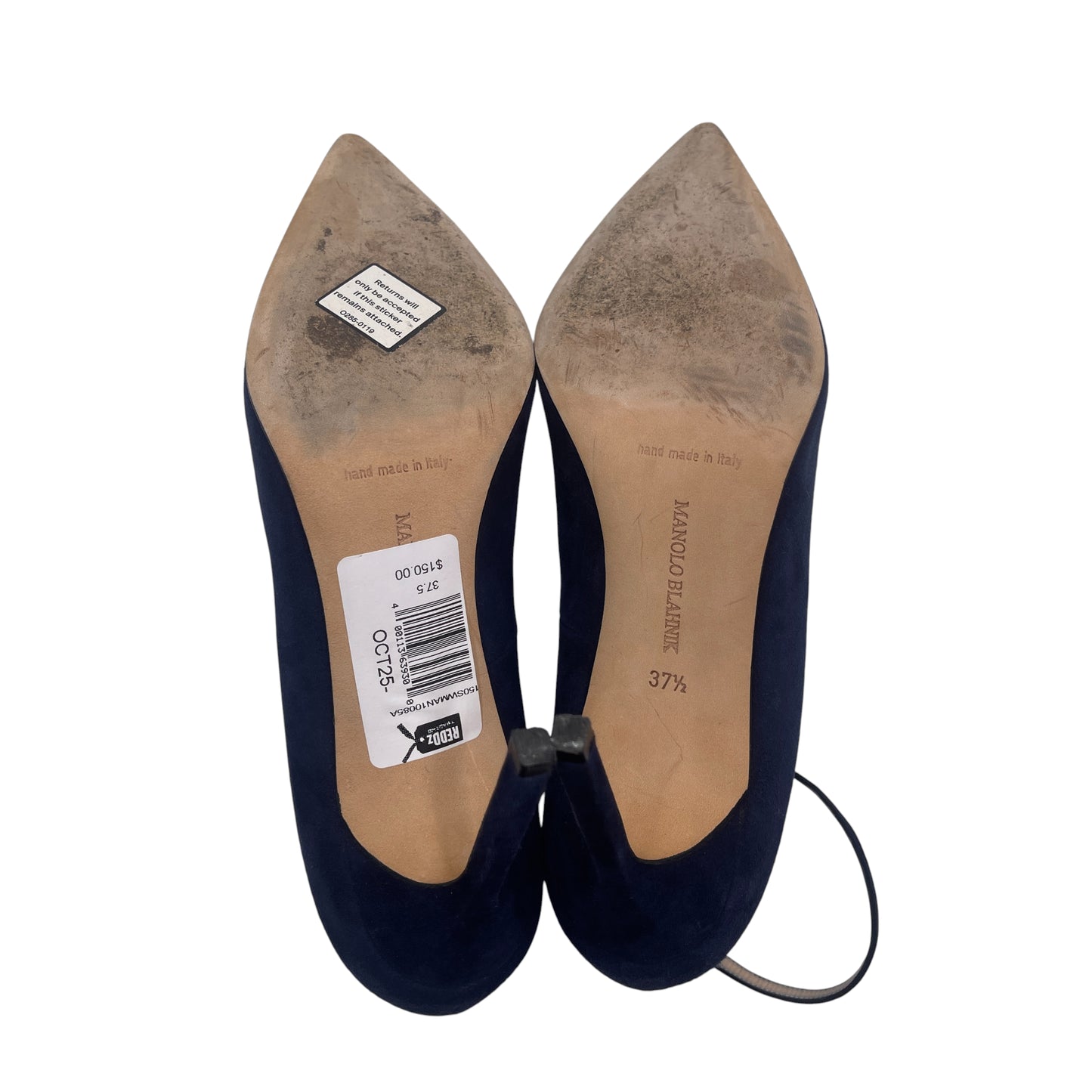 Manolo Blahnik Navy Suede Pointed Toe Pump