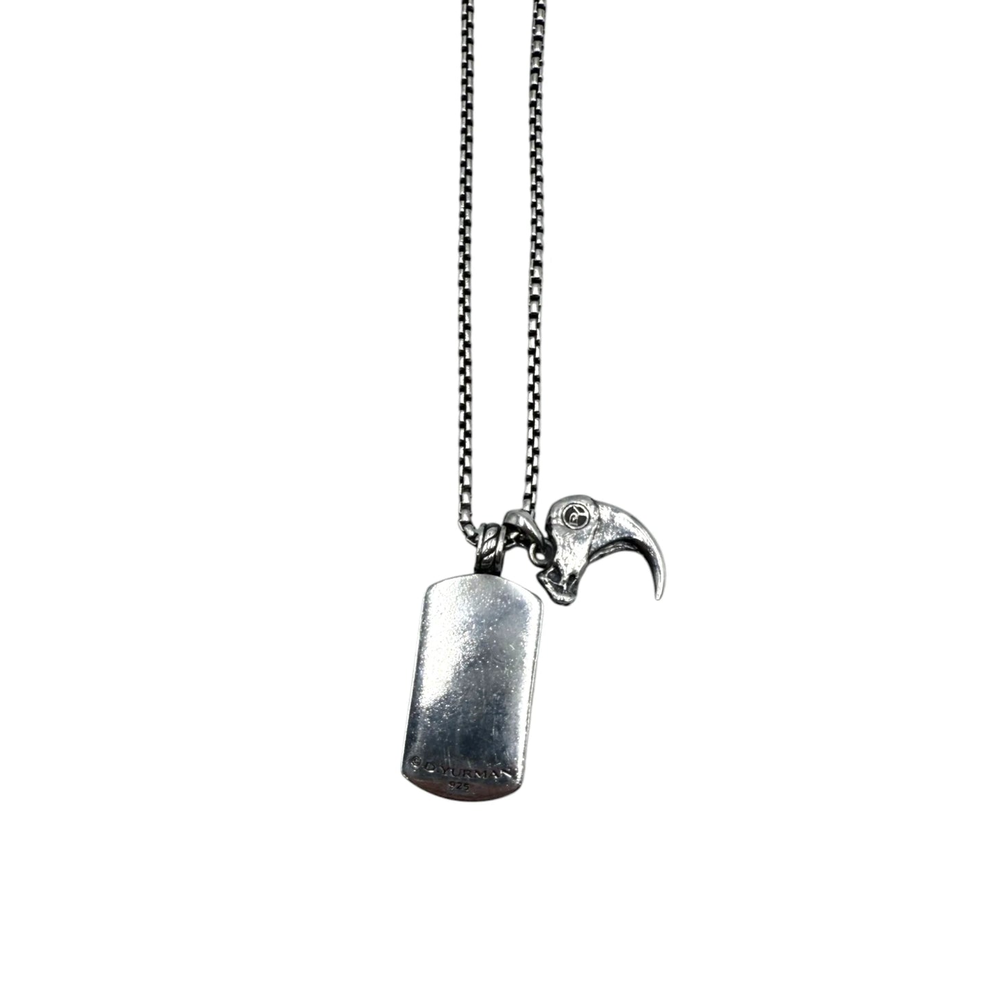 David Yurman Dog Tag Claw Charm Necklace
