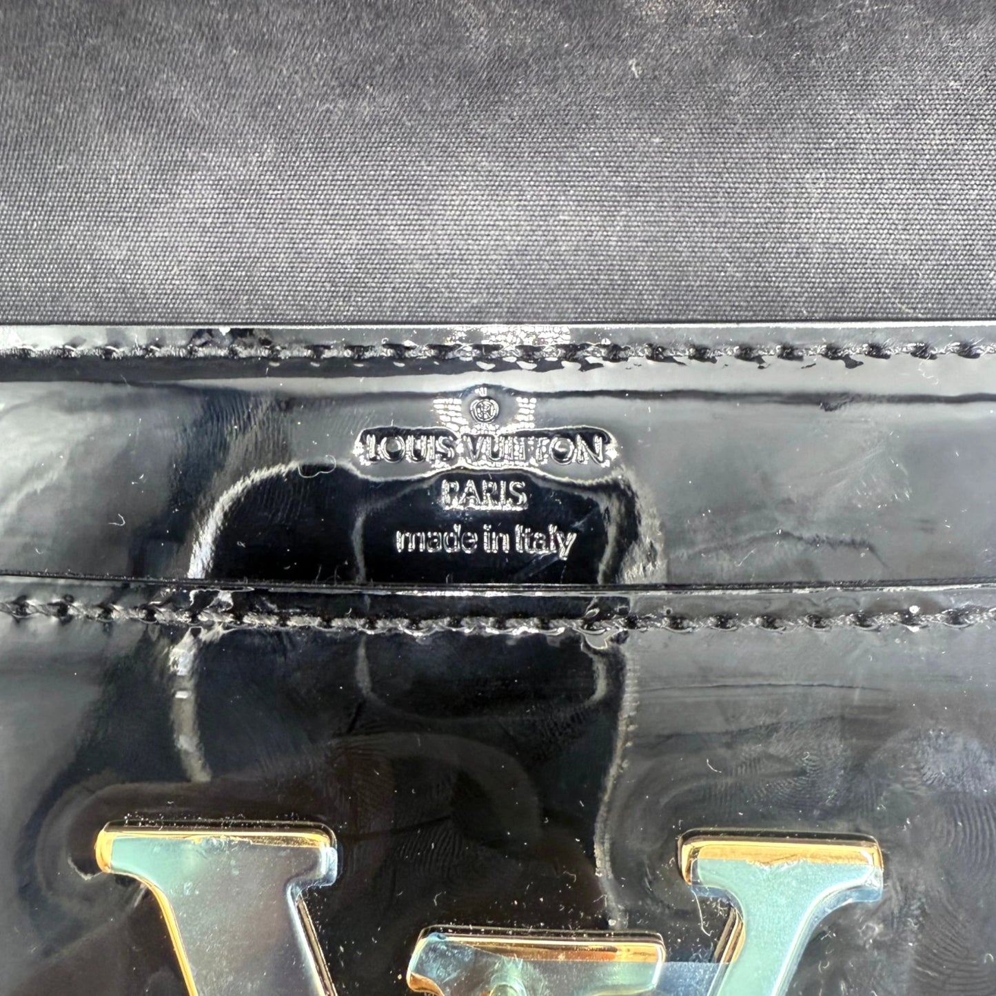 Louis Vuitton Logo Black Louise Pouch Clutch