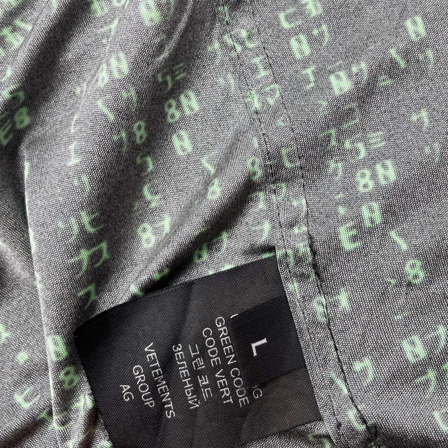 Vetements Matrix Green Code Long Sleeve Shirt