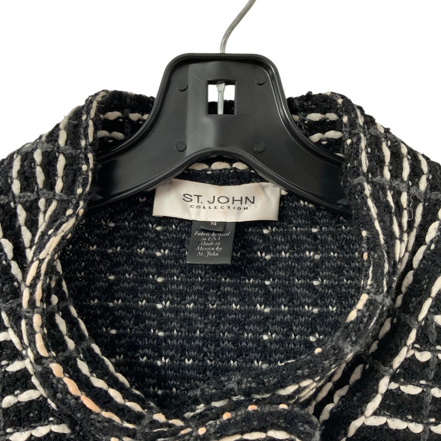 St. John Black and White Striped Sweater Cardigan