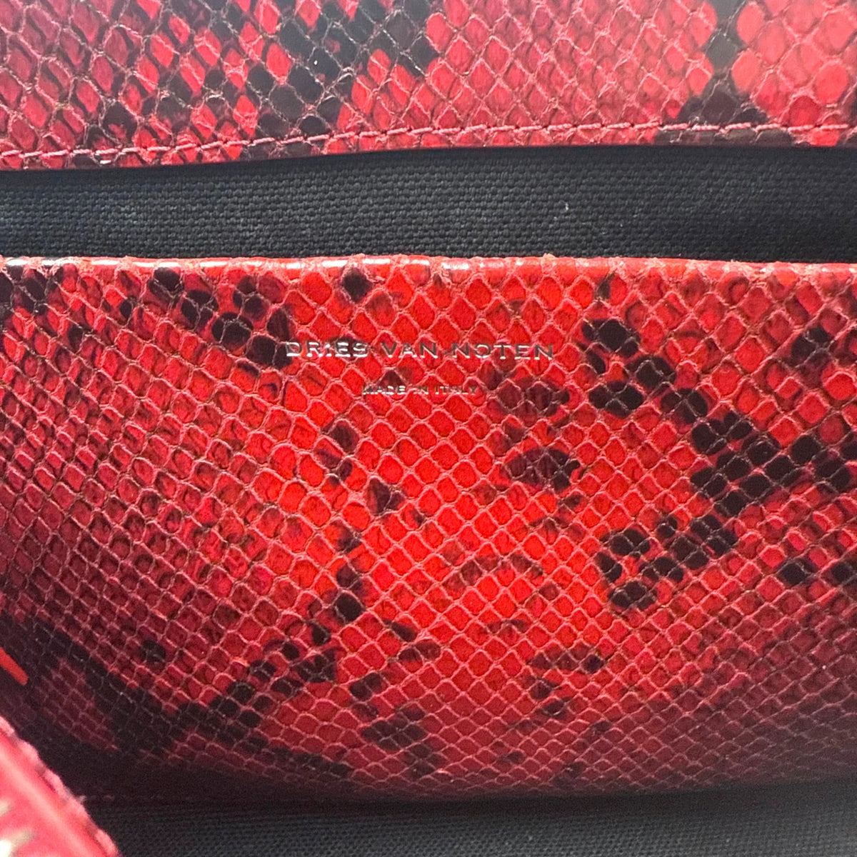 Dries Van Noten Red Snakeskin Shoulder Bag