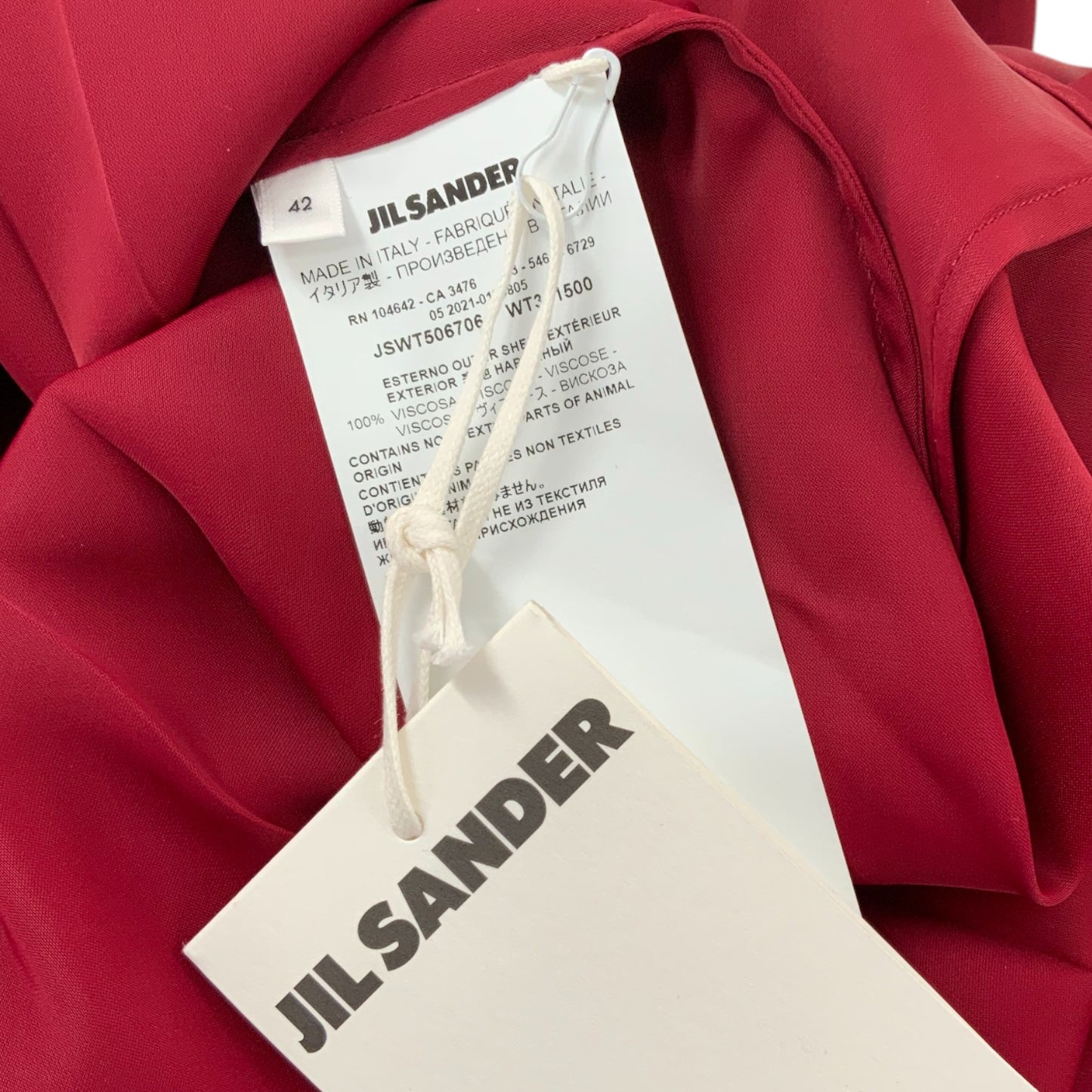 Jil Sander Burgundy Button Closure Dress