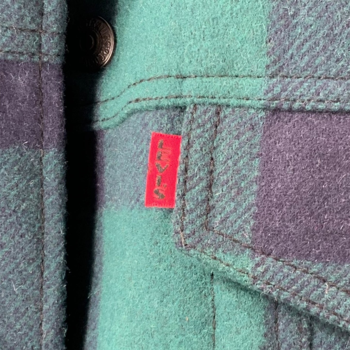 Levi's Flannel Print Coat with Leather Sleeves