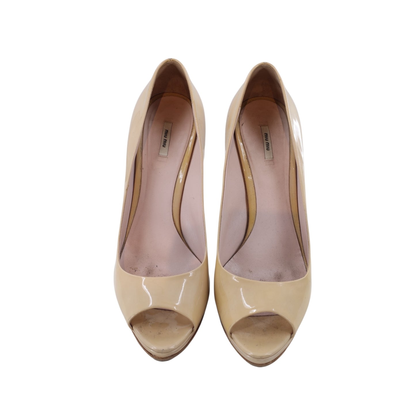 Miu Miu Peep Toe Nude Pumps
