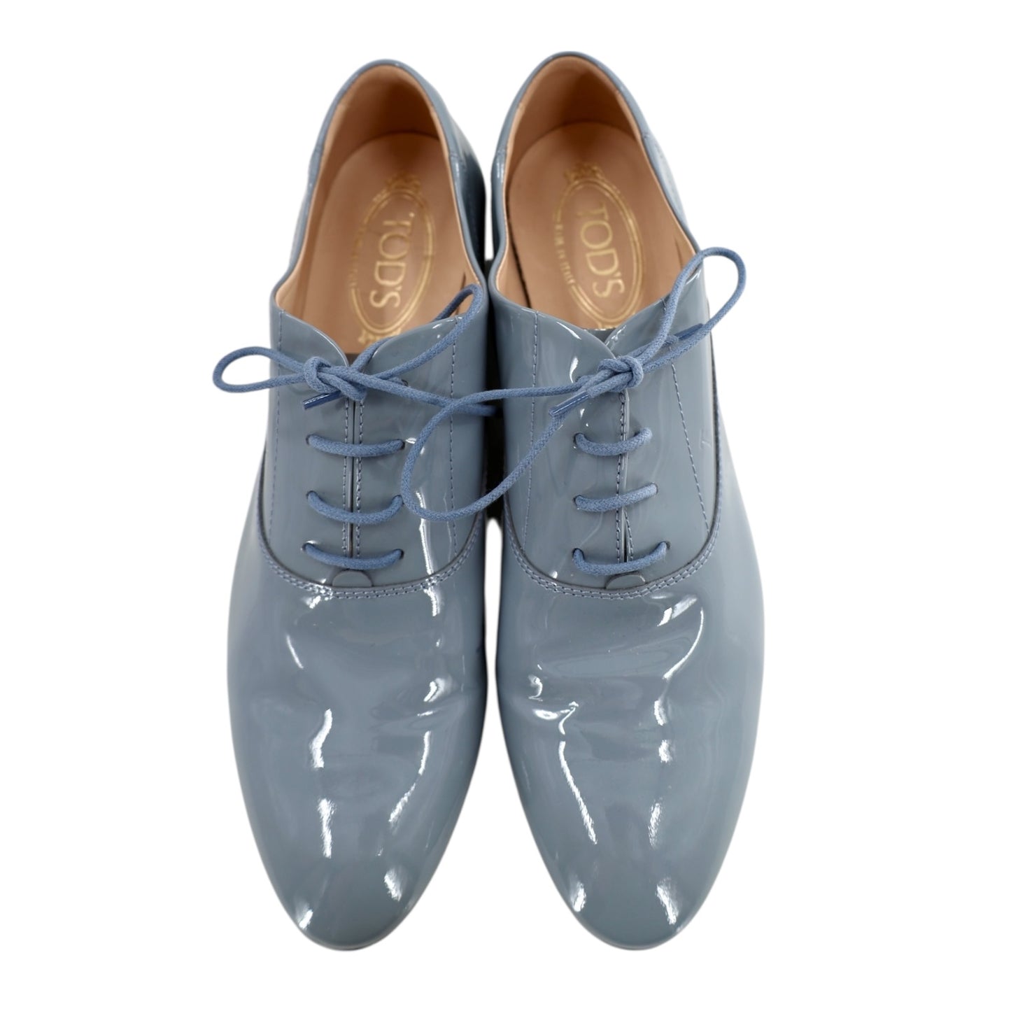 Tod's Light Blue Patent Leather Derby Boots