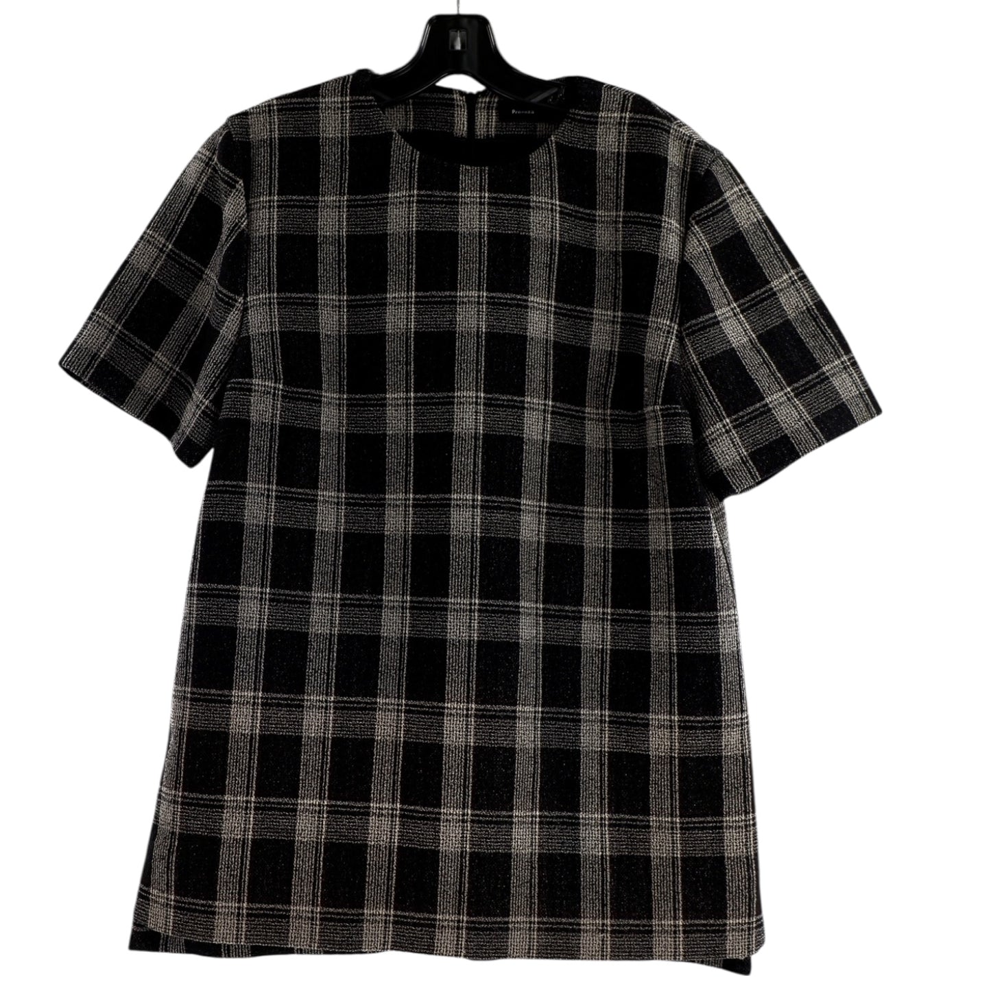 Proenza Schouler Black Plaid Short Sleeve Structured Top