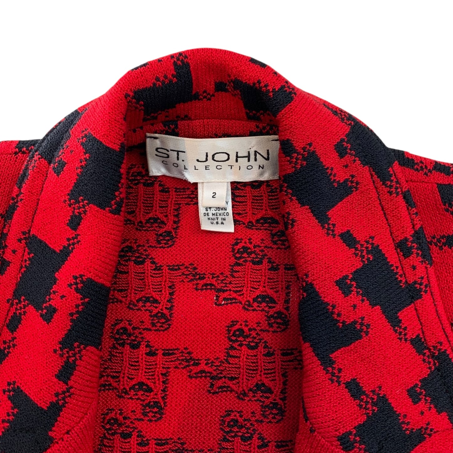 St. John Houndstooth Red and Black Blazer