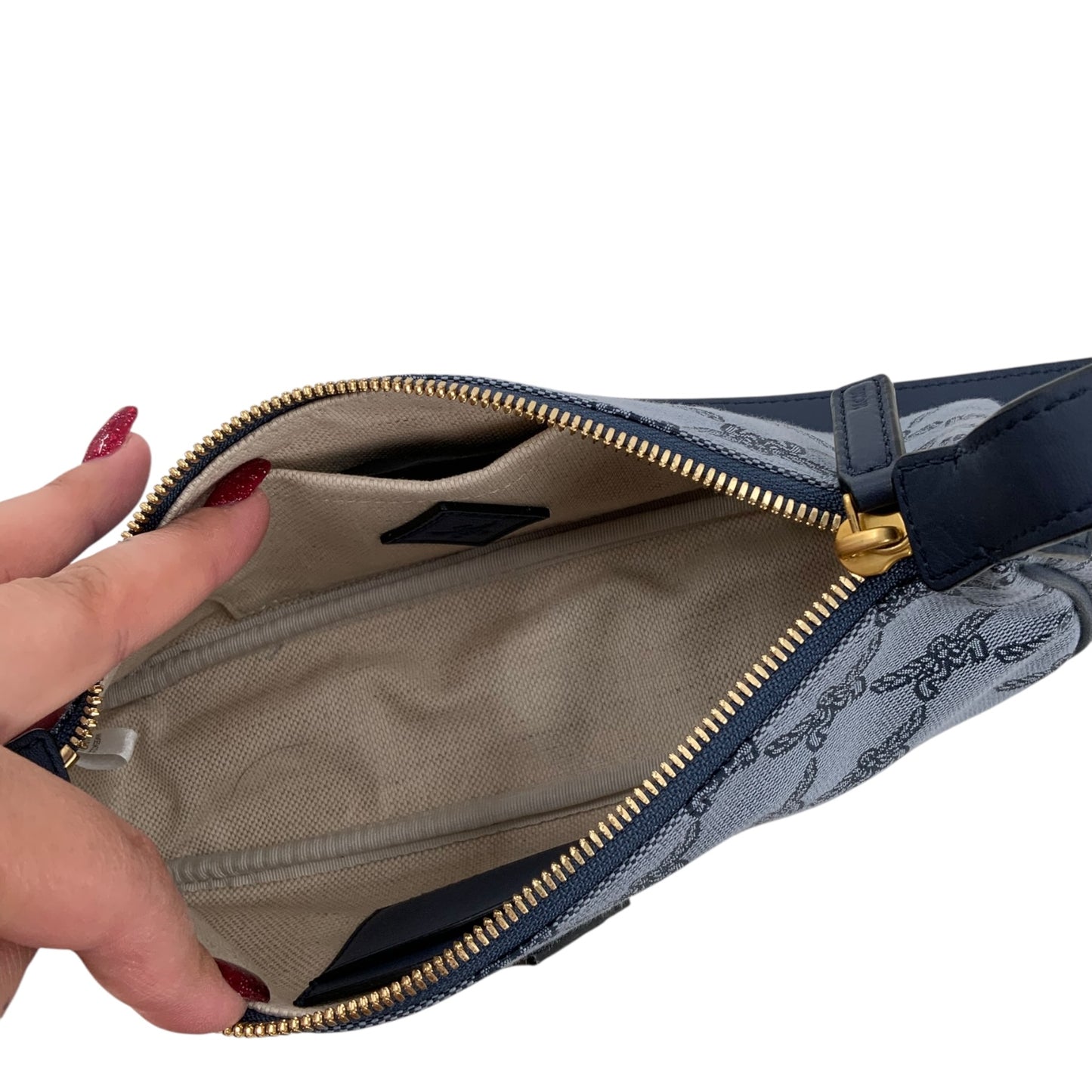 MCM Lauretos Jacquard Napa Small Shoulder Bag