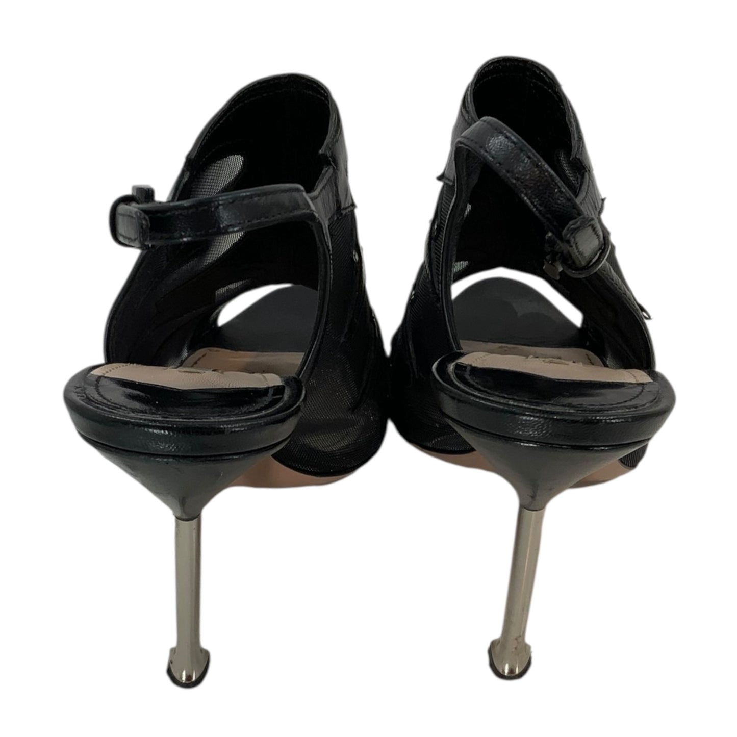 Prada Black Leather Mesh Accent Slingback Pumps