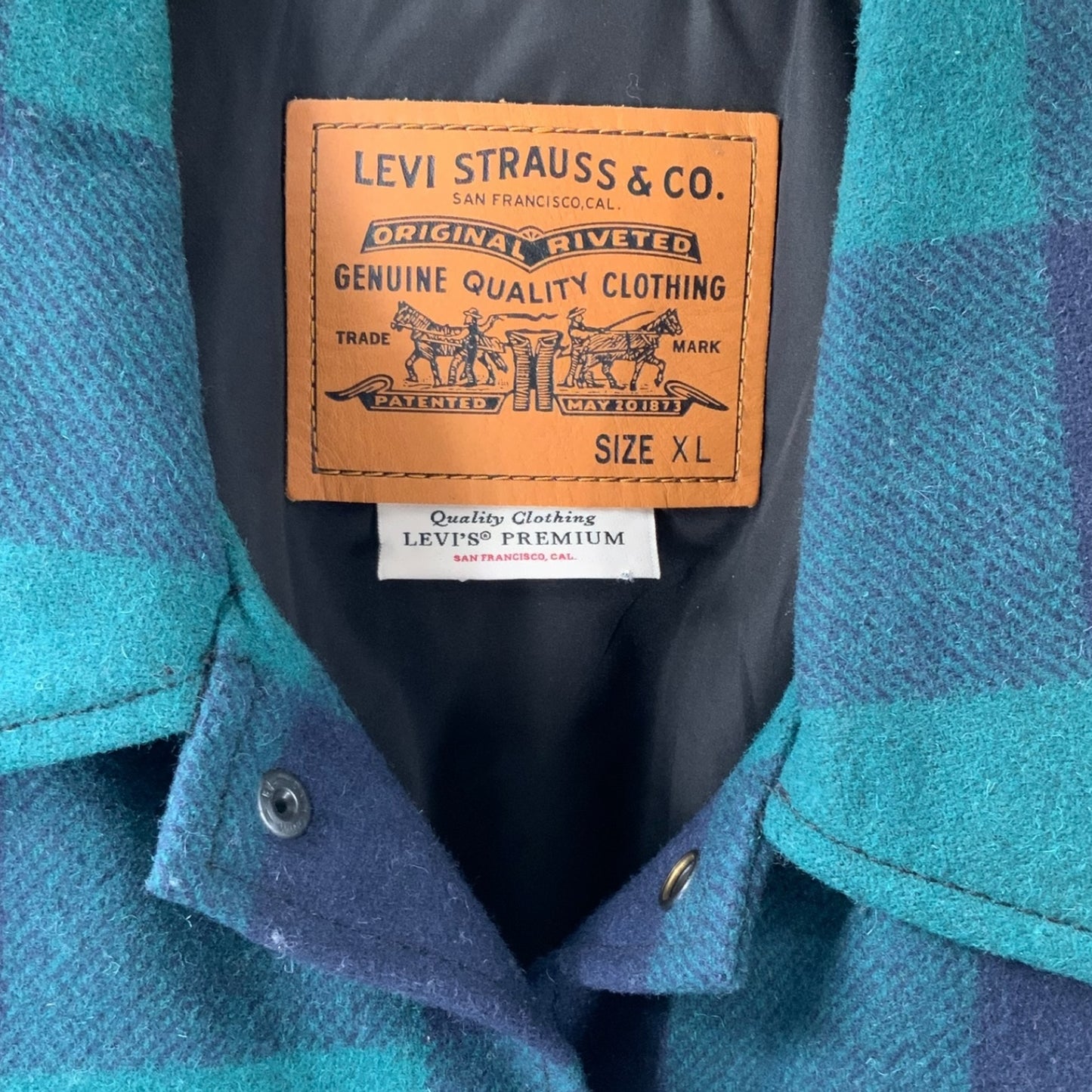 Levi's Flannel Print Coat with Leather Sleeves