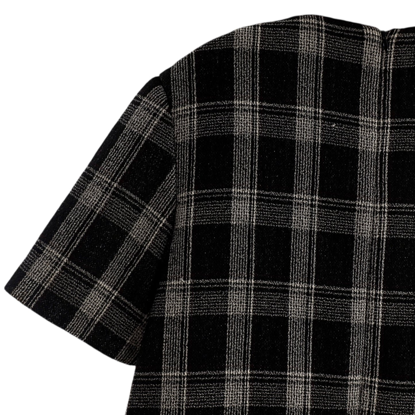 Proenza Schouler Black Plaid Short Sleeve Structured Top