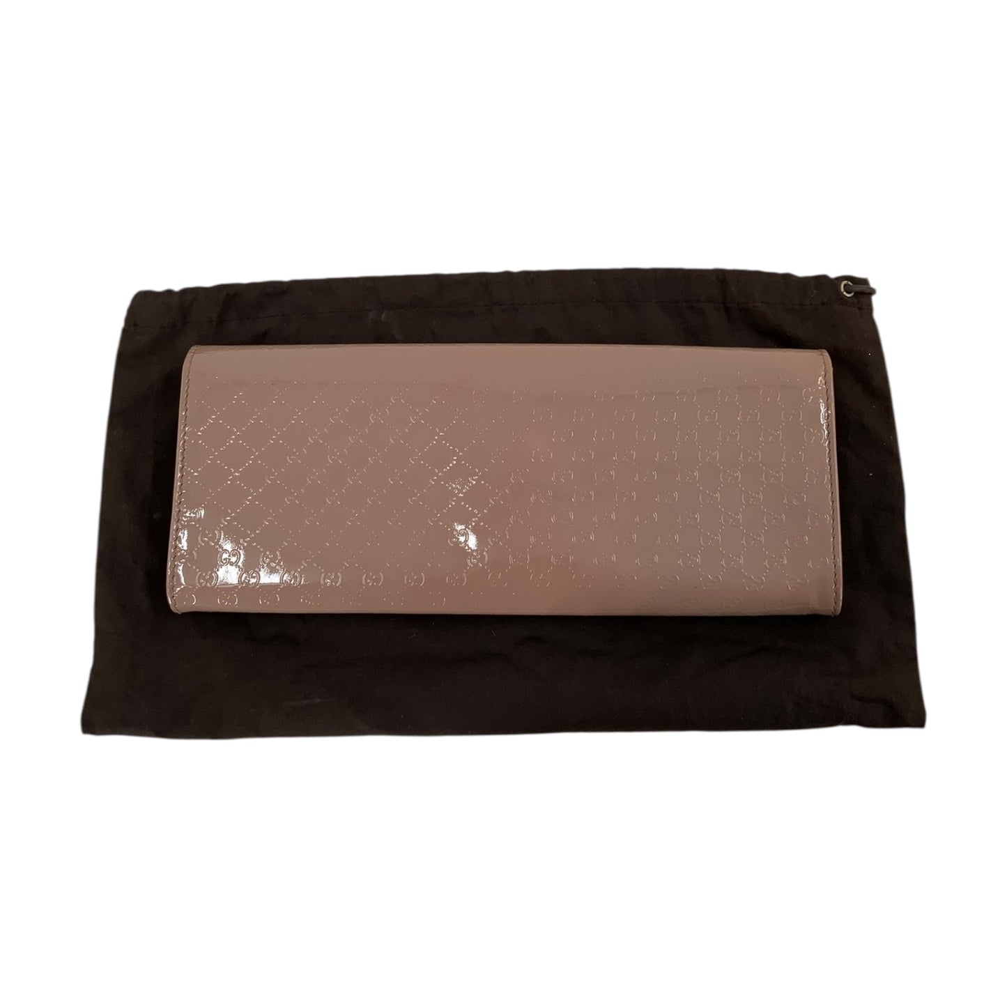 Gucci Patent Microguccissima Small Broadway Clutch Dark Cipria