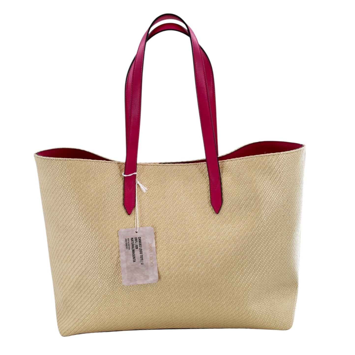 Jimmy Choo Leather Trim Raffia Tote Bag