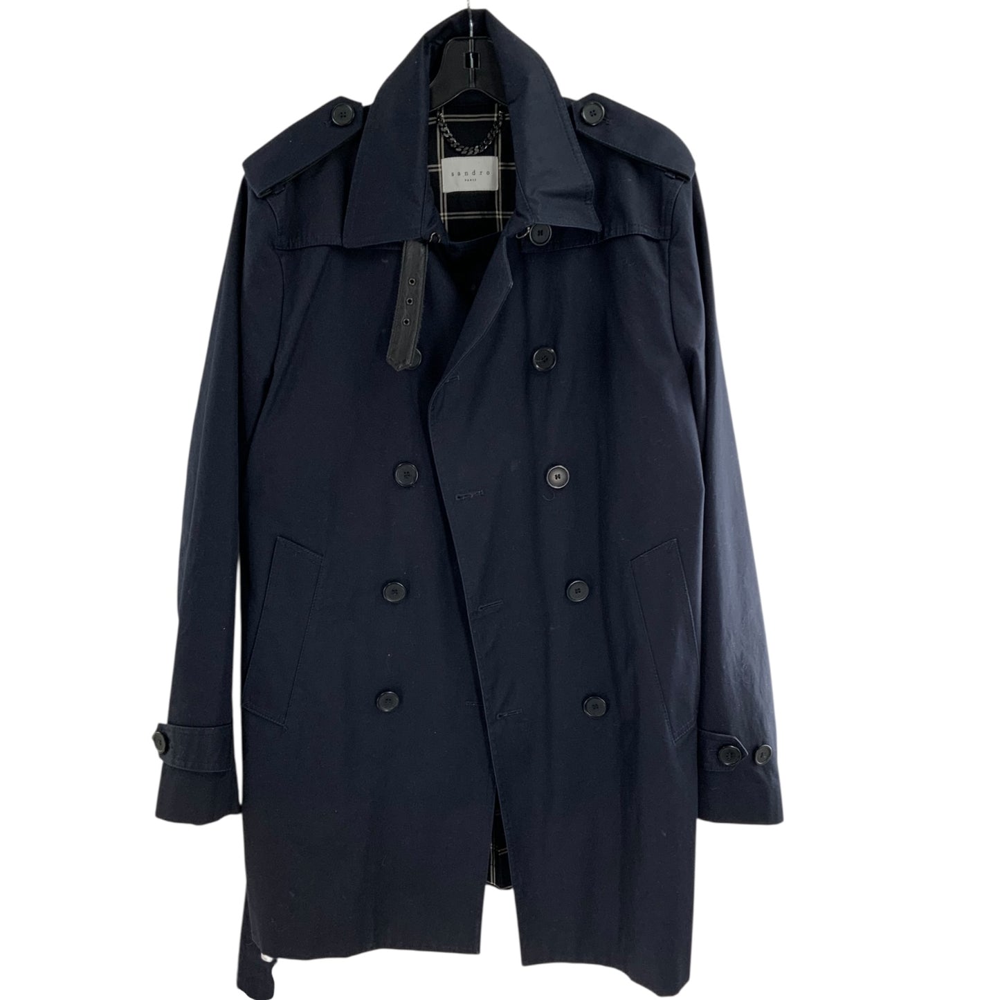 Sandro Men's Double-Breasted Navy Blue Coat