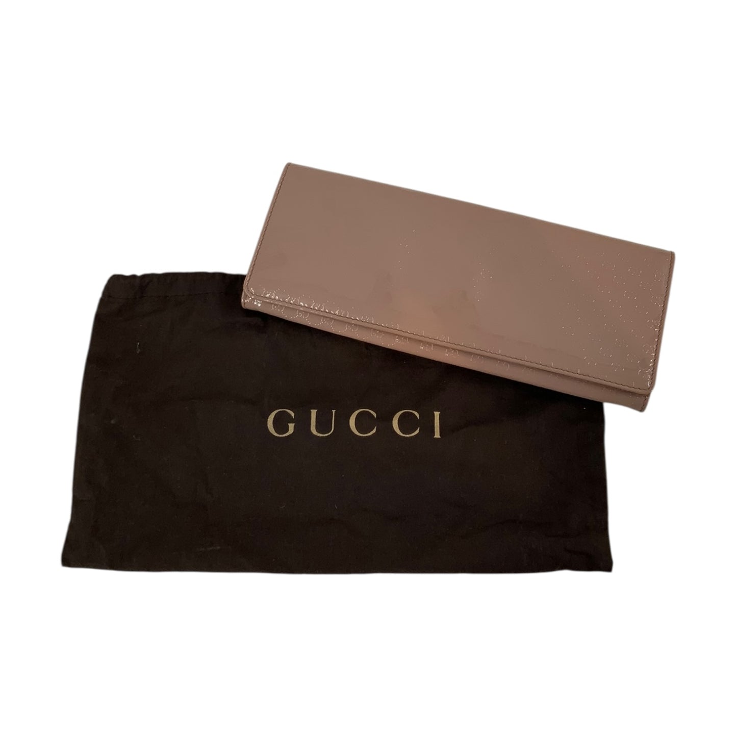 Gucci Patent Microguccissima Small Broadway Clutch Dark Cipria