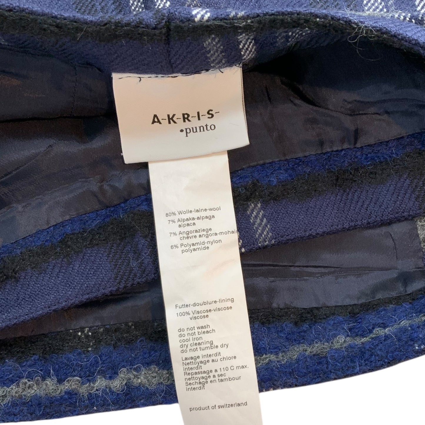 Akris Punto Blue Flannel Pattern Skirt