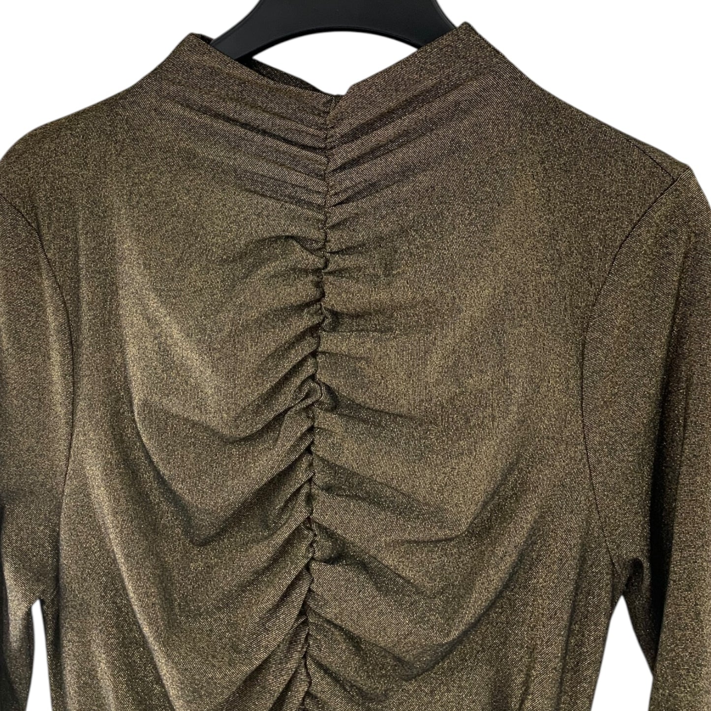 Veronica Beard Elson Gold Metallic Ruched Dress