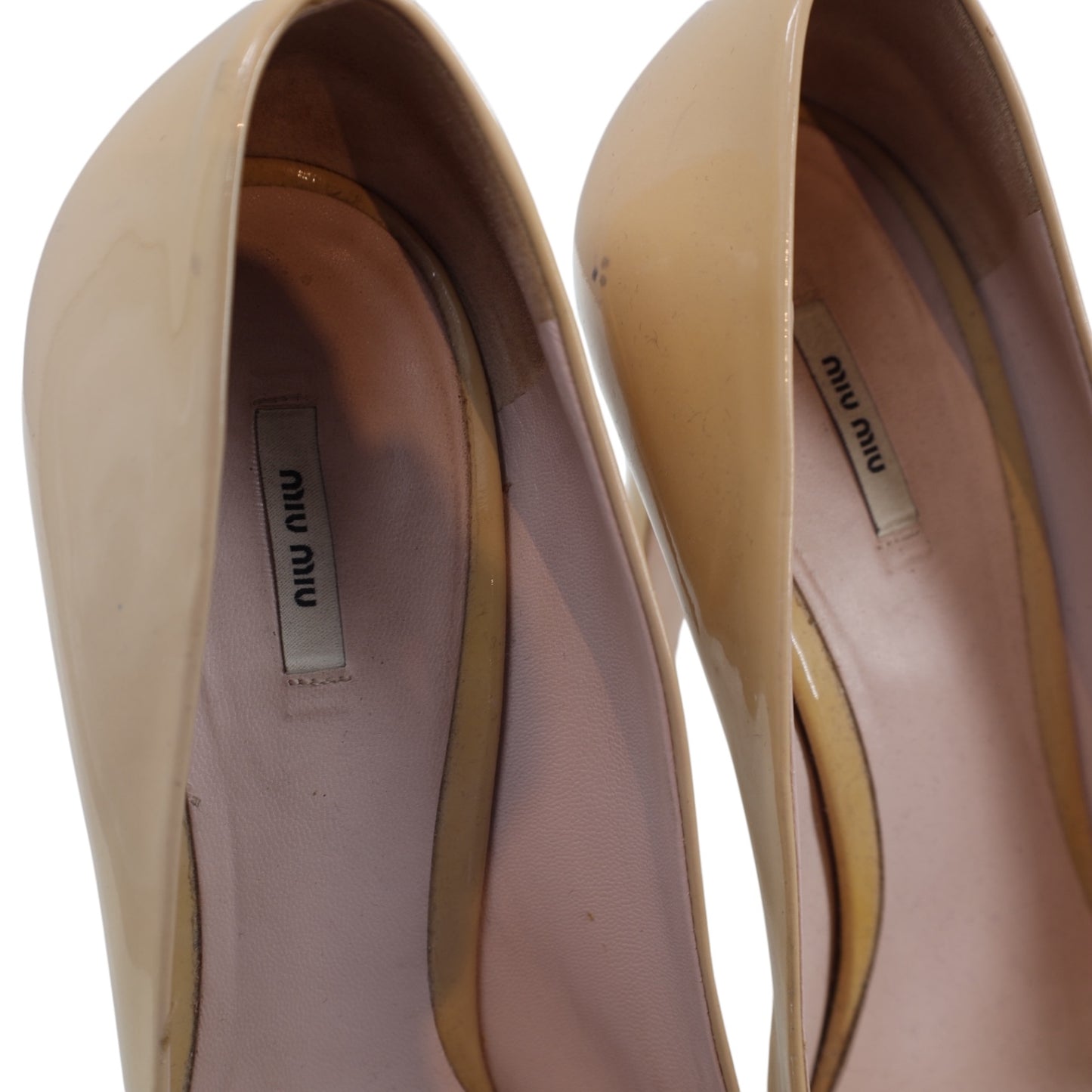Miu Miu Peep Toe Nude Pumps