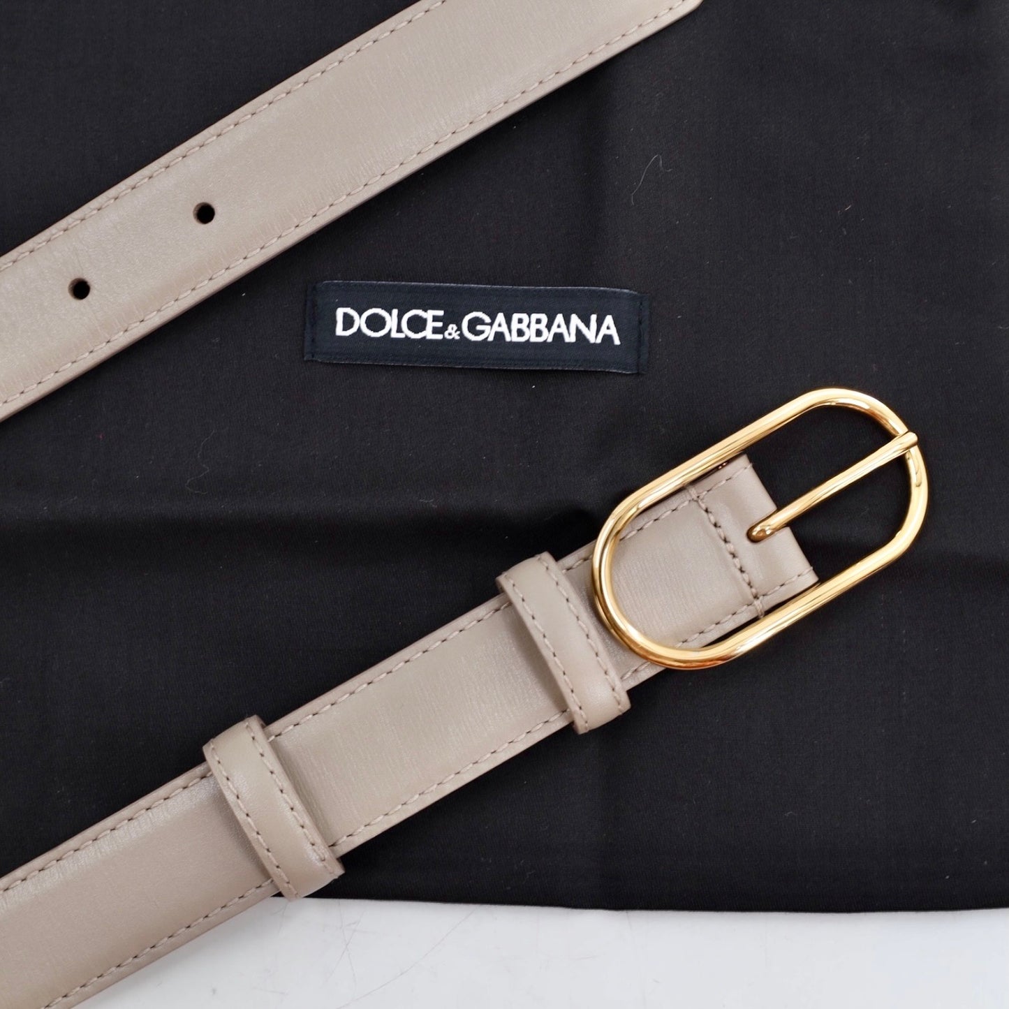 Dolce and Gabbana Calfskin Beige Belt