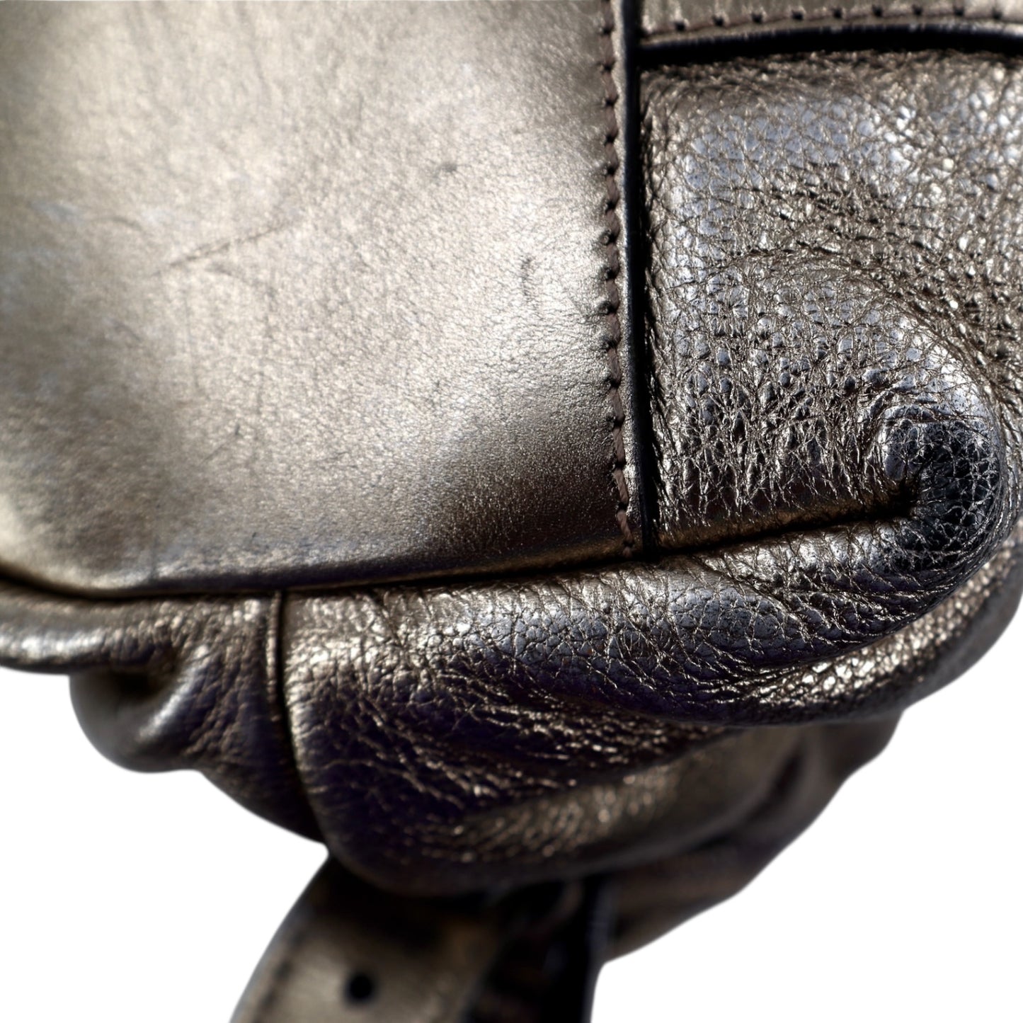 Burberry Metallic Gold Leather Curzon Shoulder Bag
