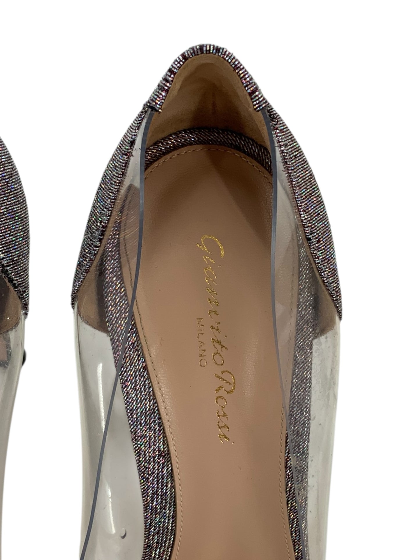 Gianvito Rossi Plexi Shimmery Pointed Toe Heels
