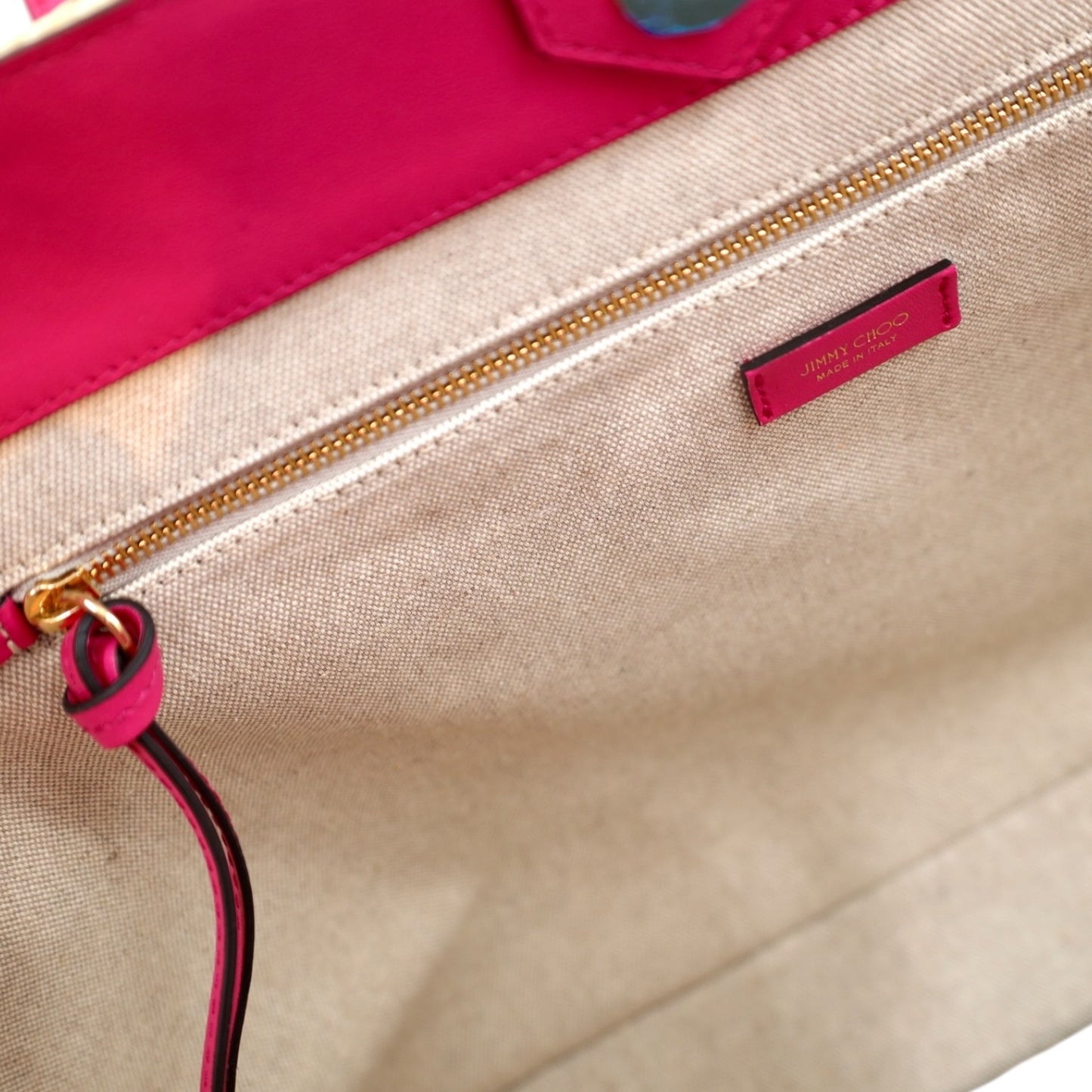 Jimmy Choo Leather Trim Raffia Tote Bag