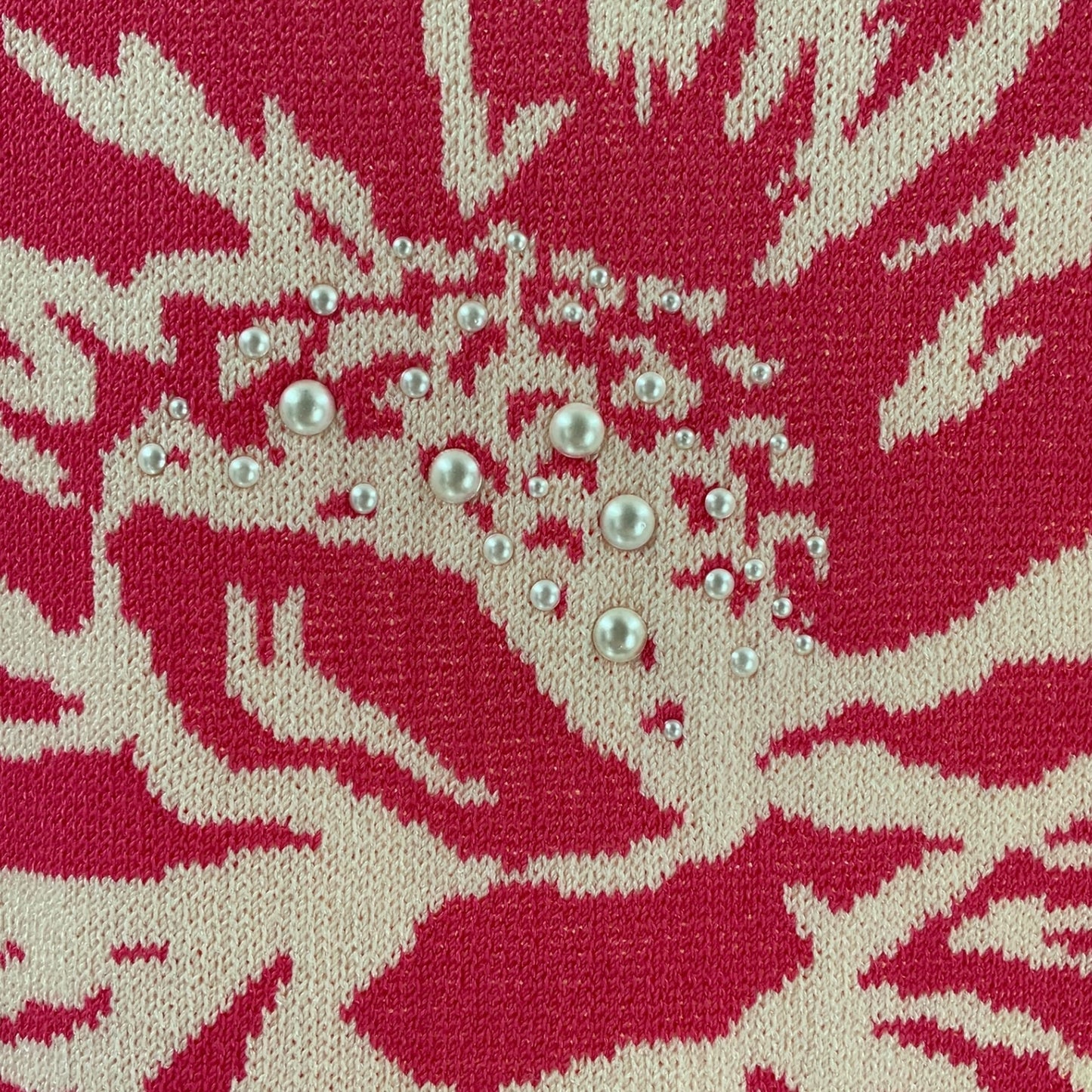 St. John BT. White/Tropic Pink Floral Knit Top