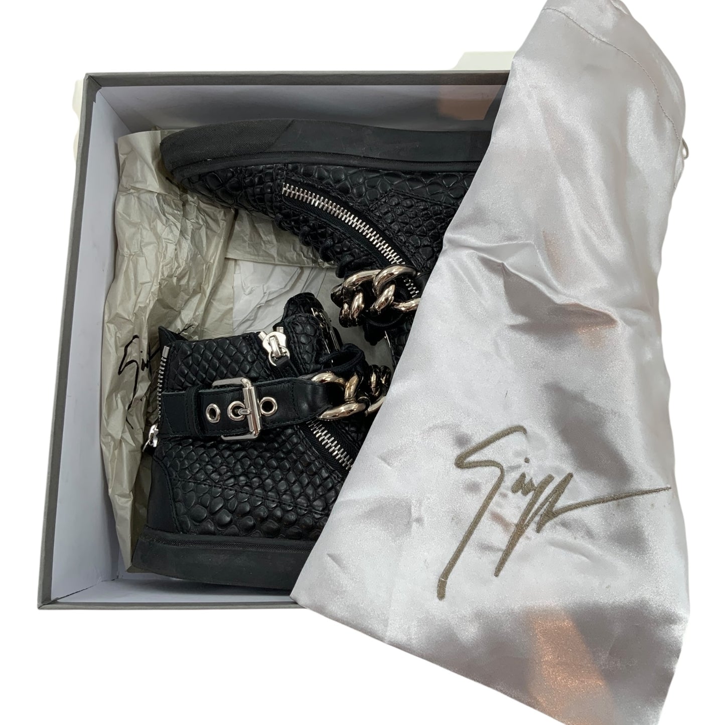 Giuseppe Zanotti Design Croc Embossed High Top Sneakers