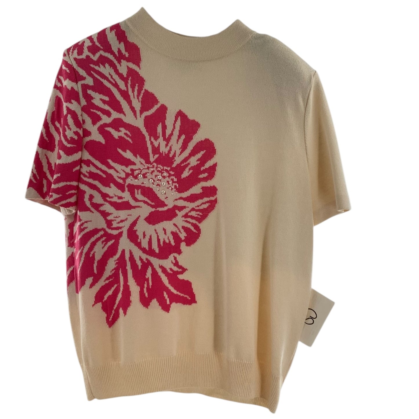 St. John BT. White/Tropic Pink Floral Knit Top