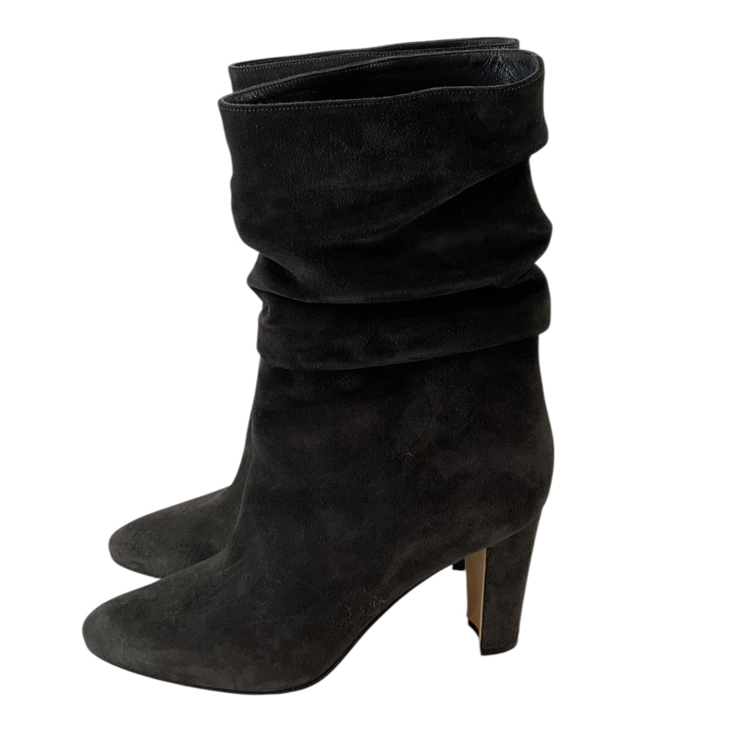 Manolo Blahnik Silver Suede Heeled Booties