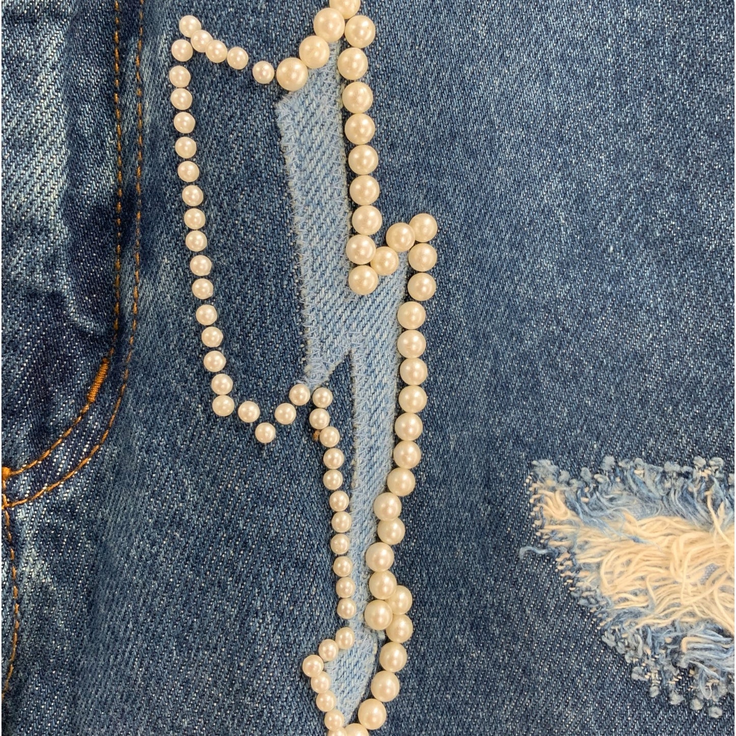 Sandro Thunderbolt Pearl Embroidered Jeans