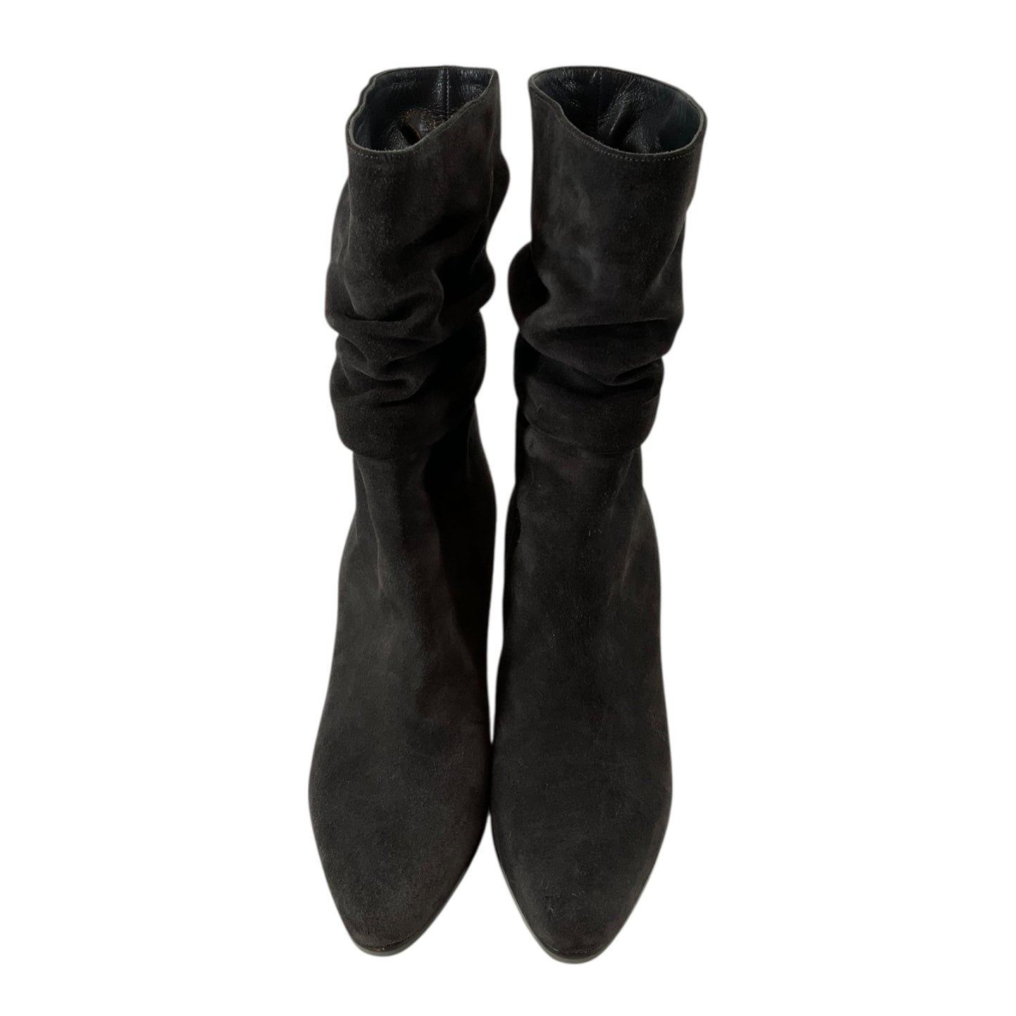 Manolo Blahnik Silver Suede Heeled Booties