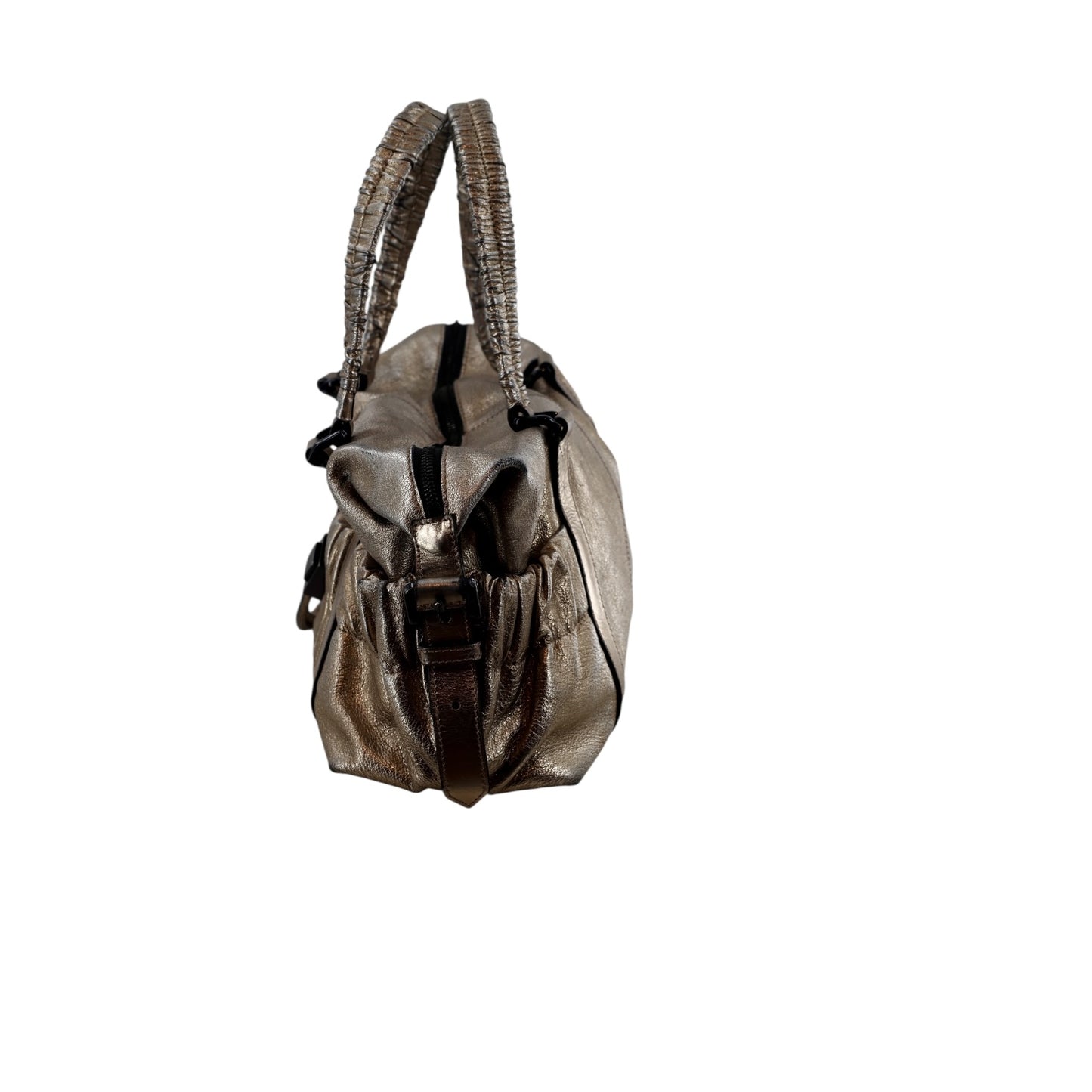 Burberry Metallic Gold Leather Curzon Shoulder Bag