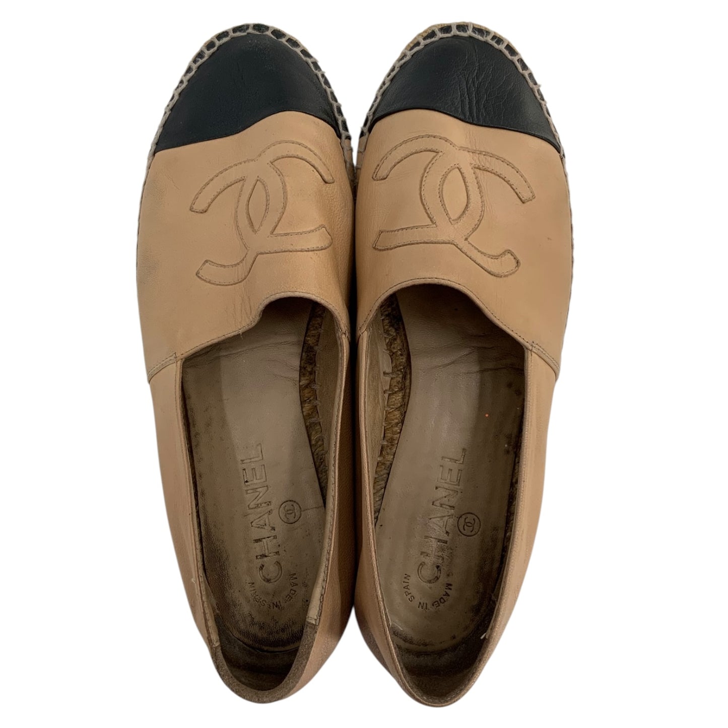 Chanel Interlocking CC Logo Leather Espadrilles