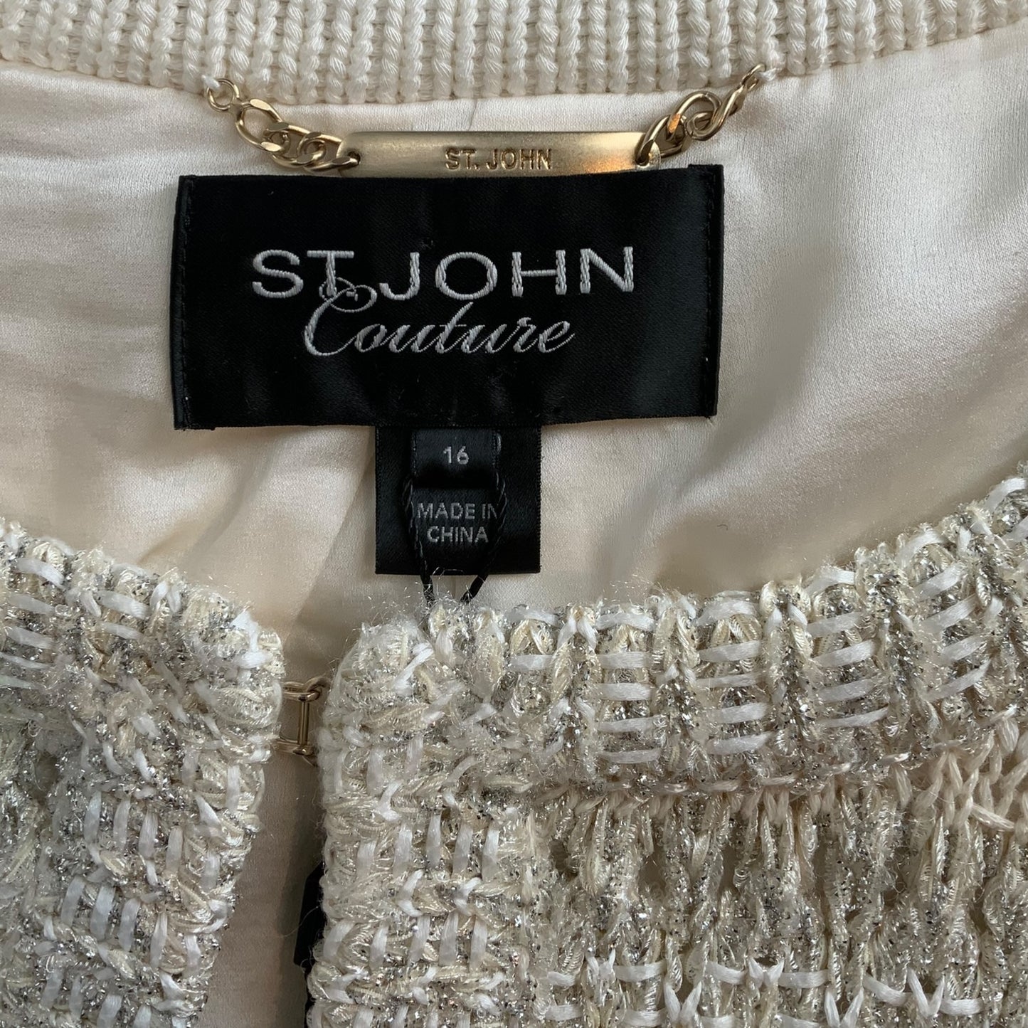 St. John Coture Metallic Silver Accent Evening Sweater