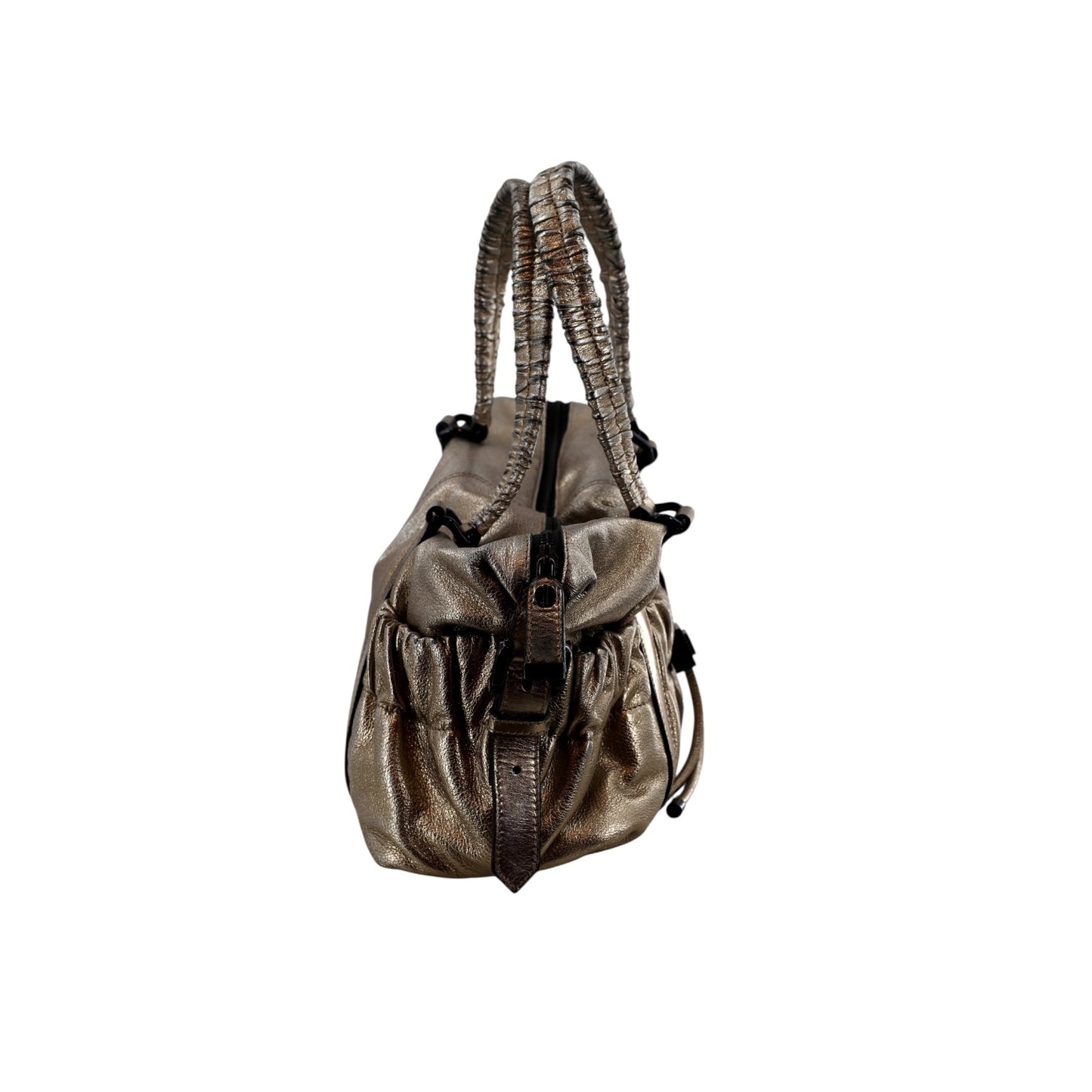 Burberry Metallic Gold Leather Curzon Shoulder Bag