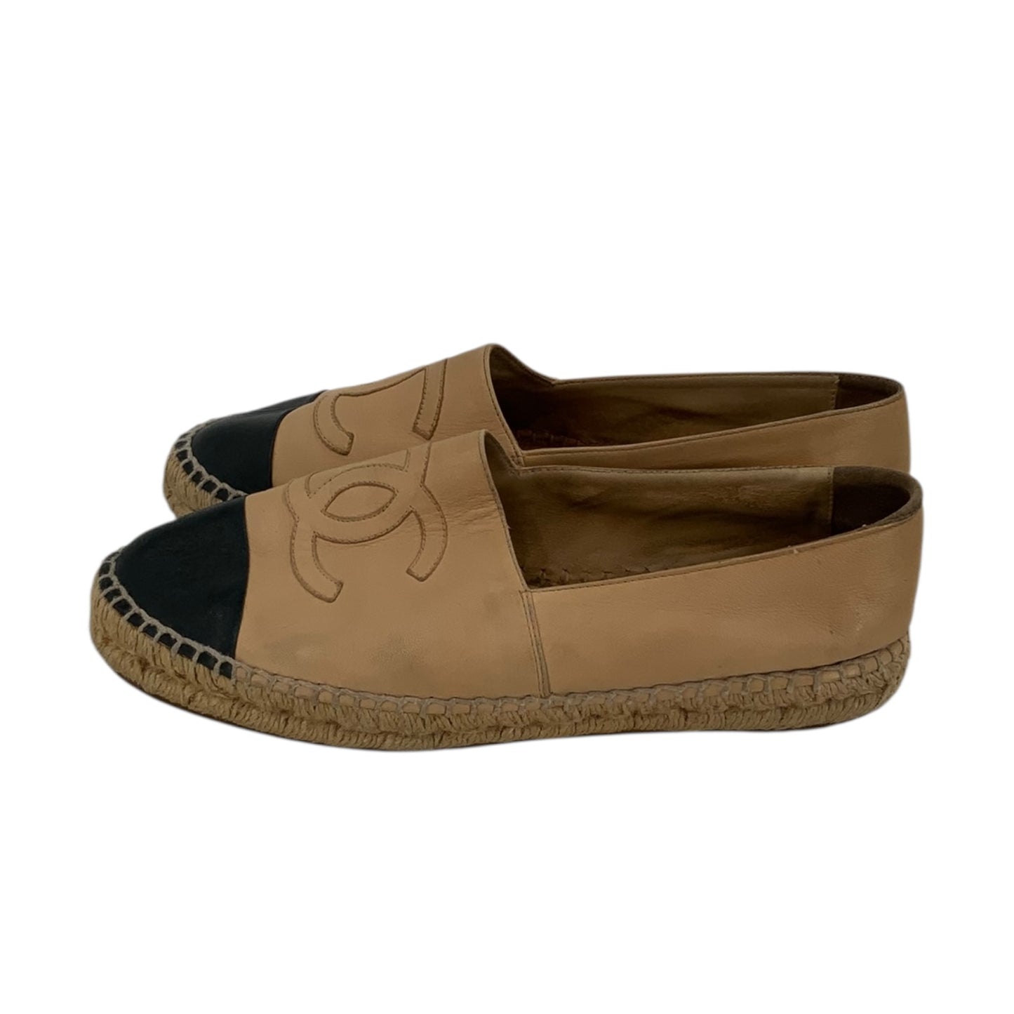 Chanel Interlocking CC Logo Leather Espadrilles