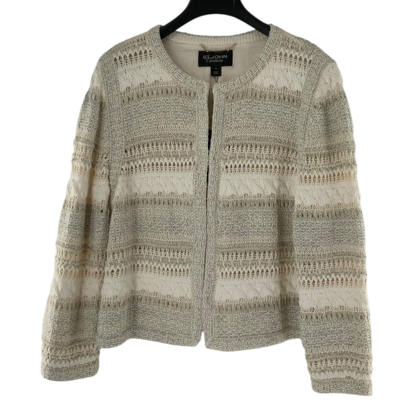 St. John Coture Metallic Silver Accent Evening Sweater